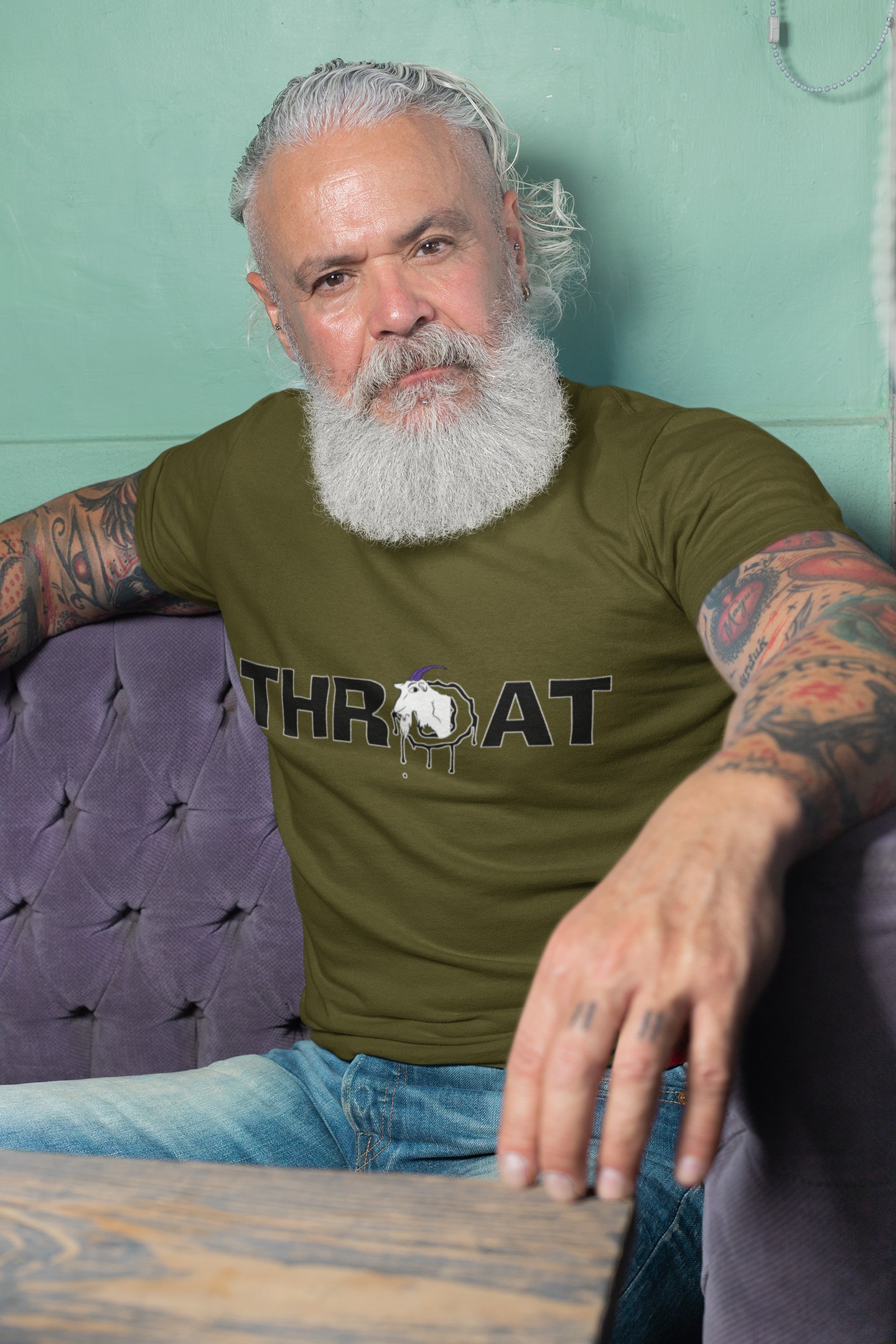 Model wearing the Reporting for Service, Sir graphic tee
