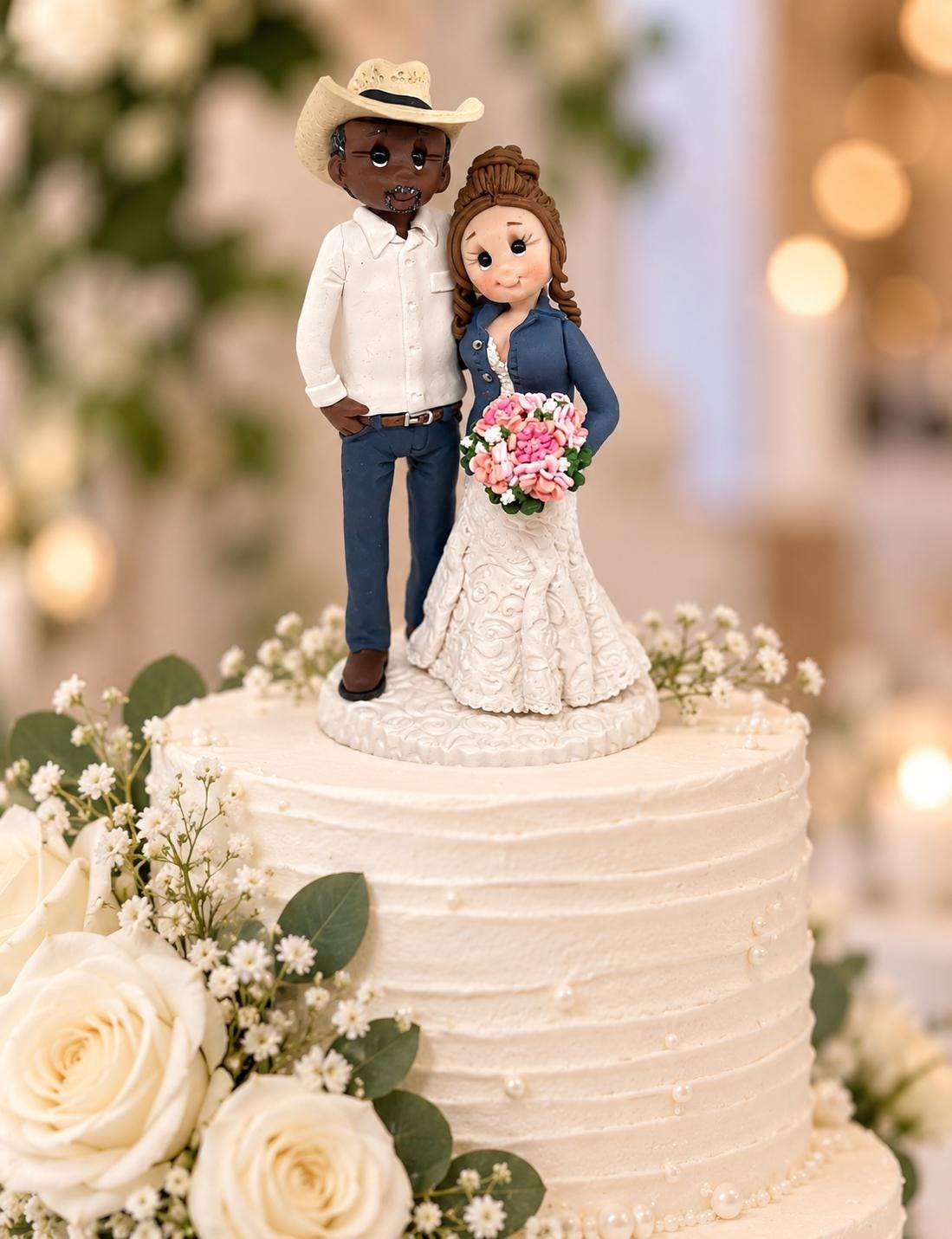 Personalized Bride & Groom Figurine From Photos | Handmade Polymer Clay Wedding Keepsake by Lynn's Little Creations