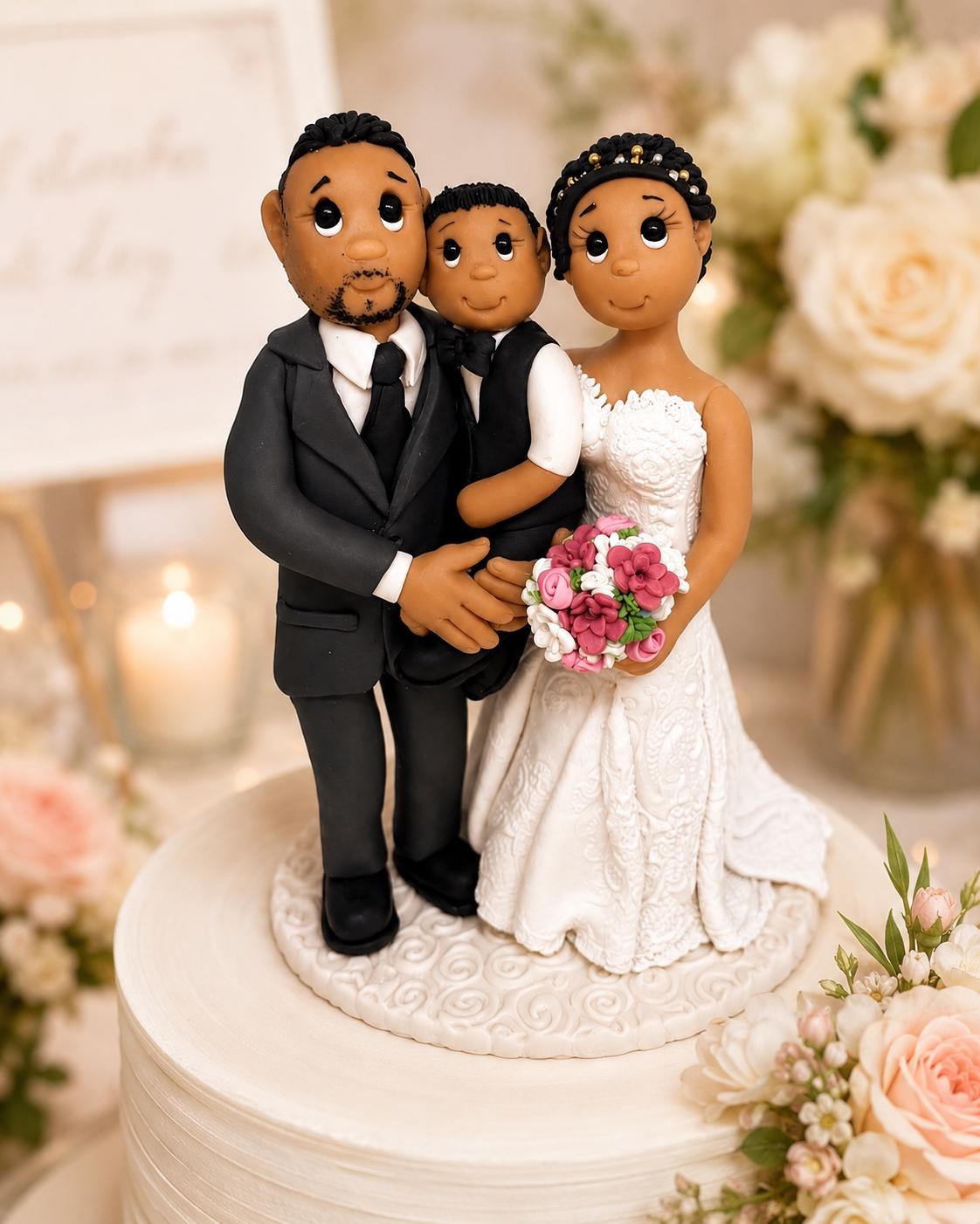 Family Cake Topper, Custom Polymer Clay Figurine by Lynn's Little Creations