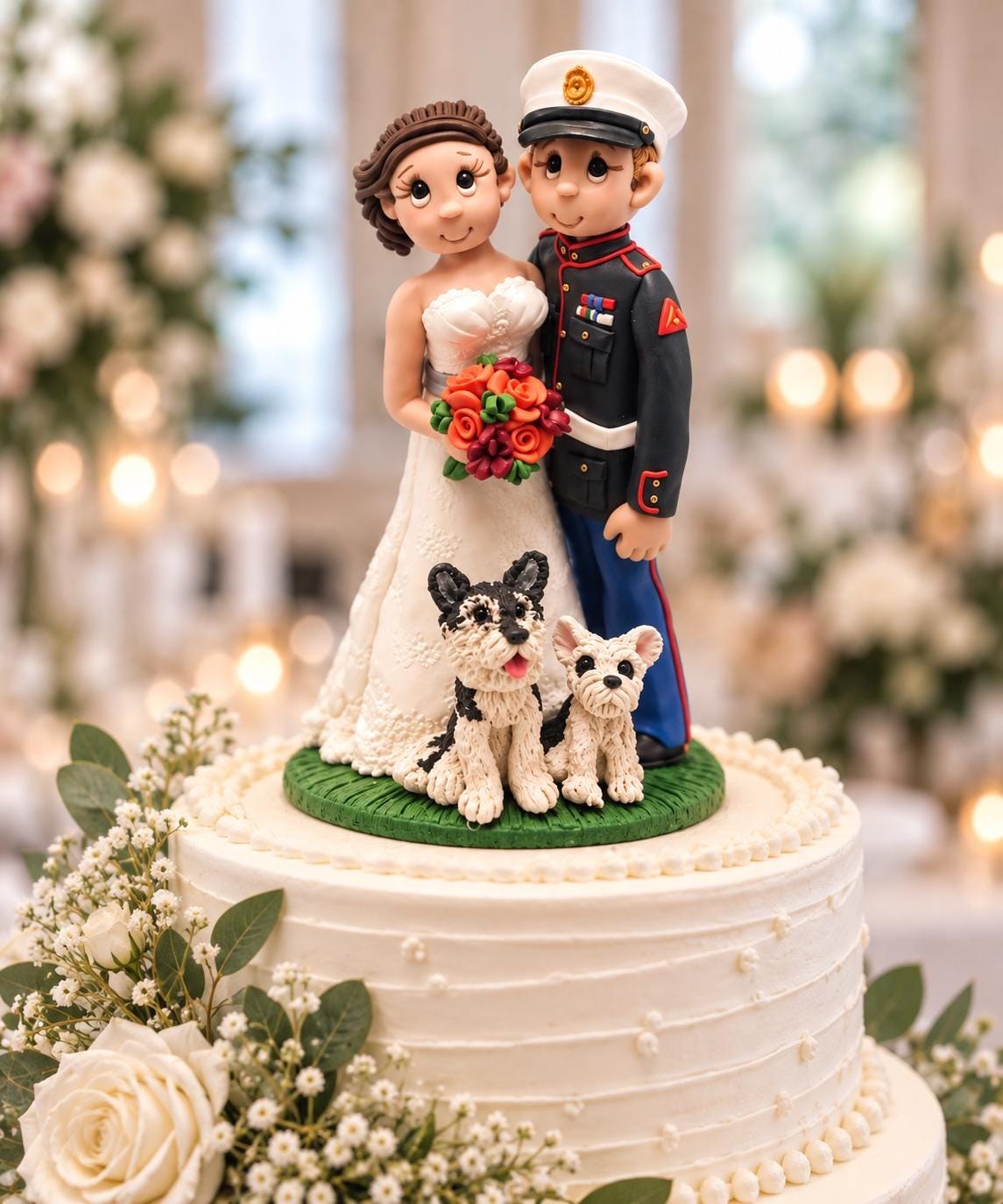 Custom Military Wedding Cake Topper, Handmade Bride & Groom Figurines by Lynn's Little Creations