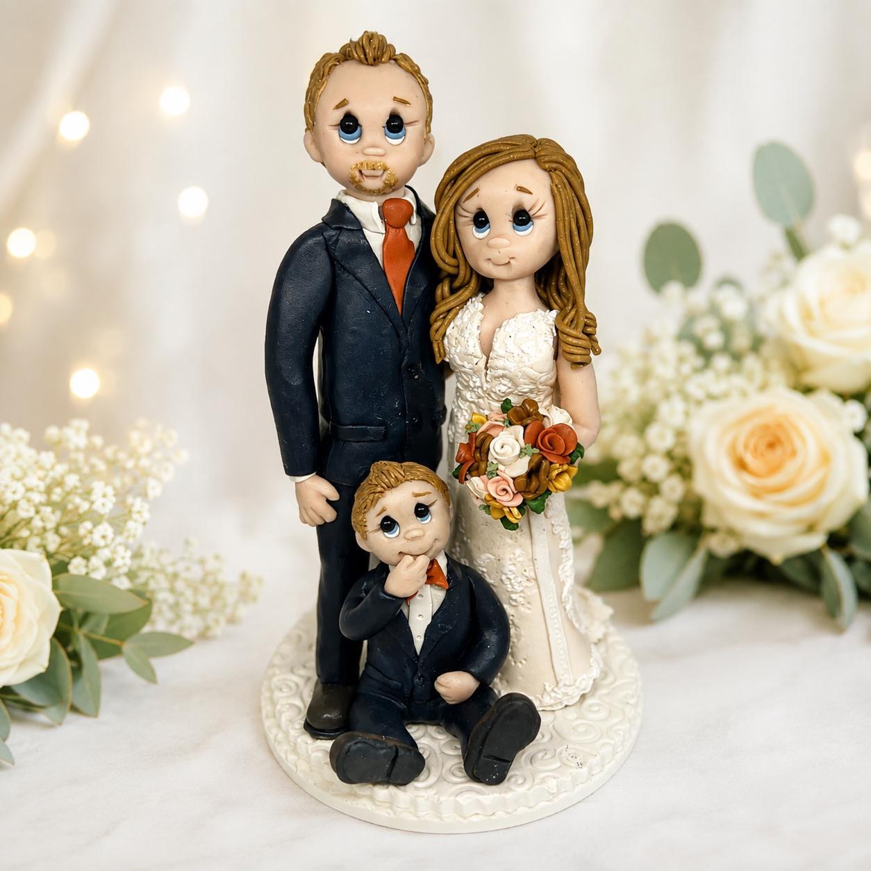 Custom Family Wedding Cake Topper | Bride, Groom, Child Keepsake by Lynn's Little Creations