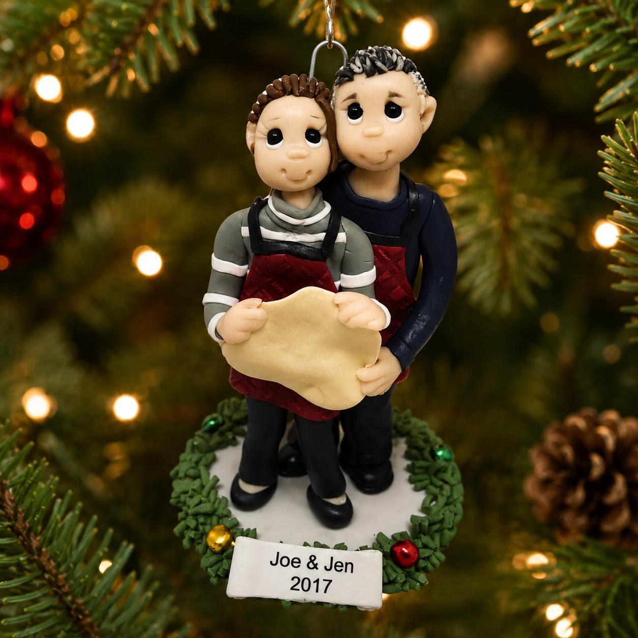 Personalized Couple Christmas Ornament, Custom Polymer Clay Keepsake by Lynn's Little Creations