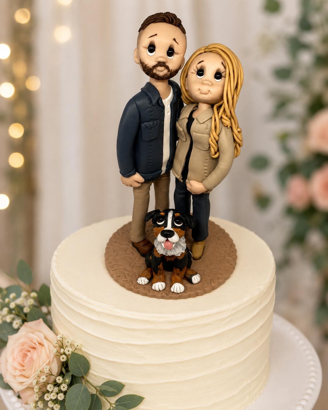 Custom Engagement Cake Topper, Personalized Couple Figurine by Lynn's Little Creations