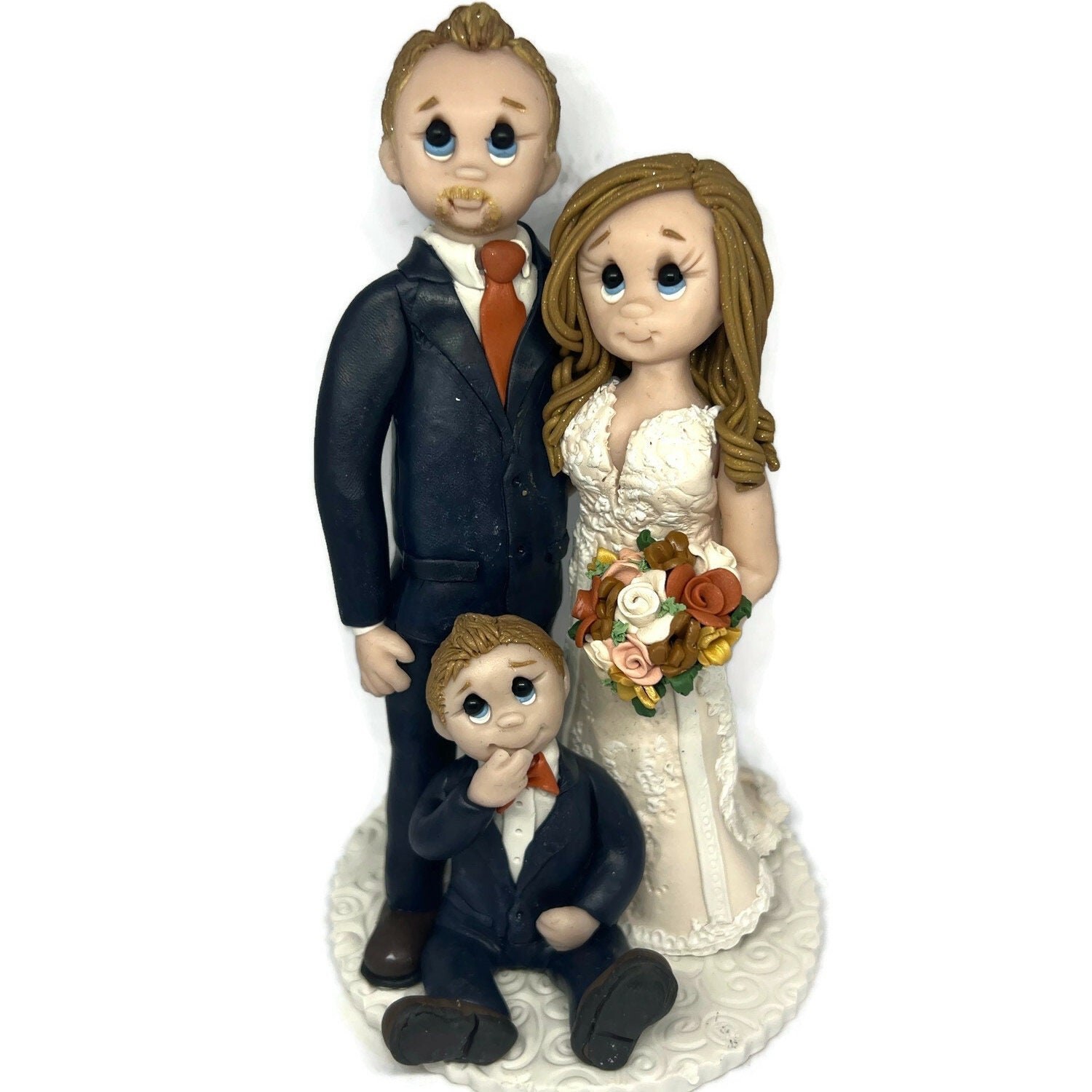 Bride & Groom with Child Personalized Wedding Cake Topper - By Lynn’s Little Creations by Lynn's Little Creations