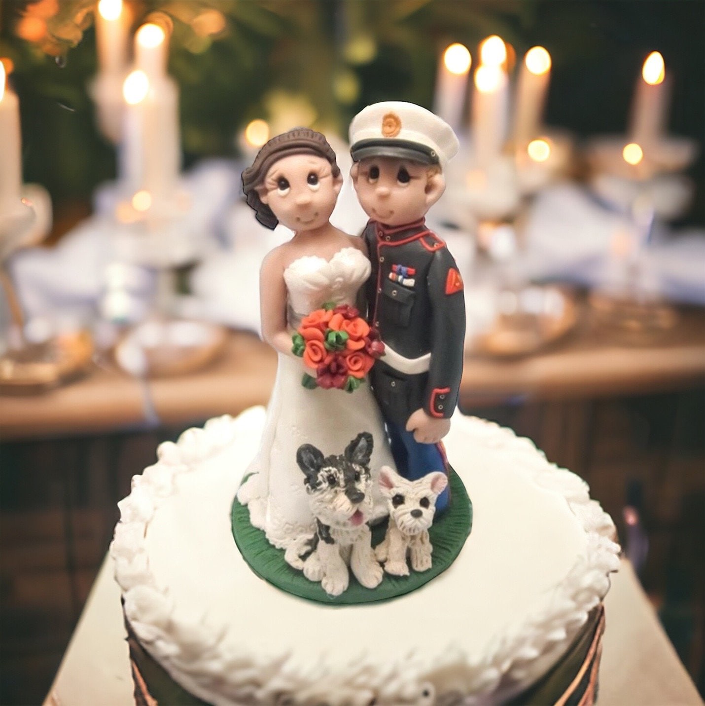 Custom Wedding Cake Topper: Military Uniform, Cats - Lynn’s Little Creations by Lynn's Little Creations