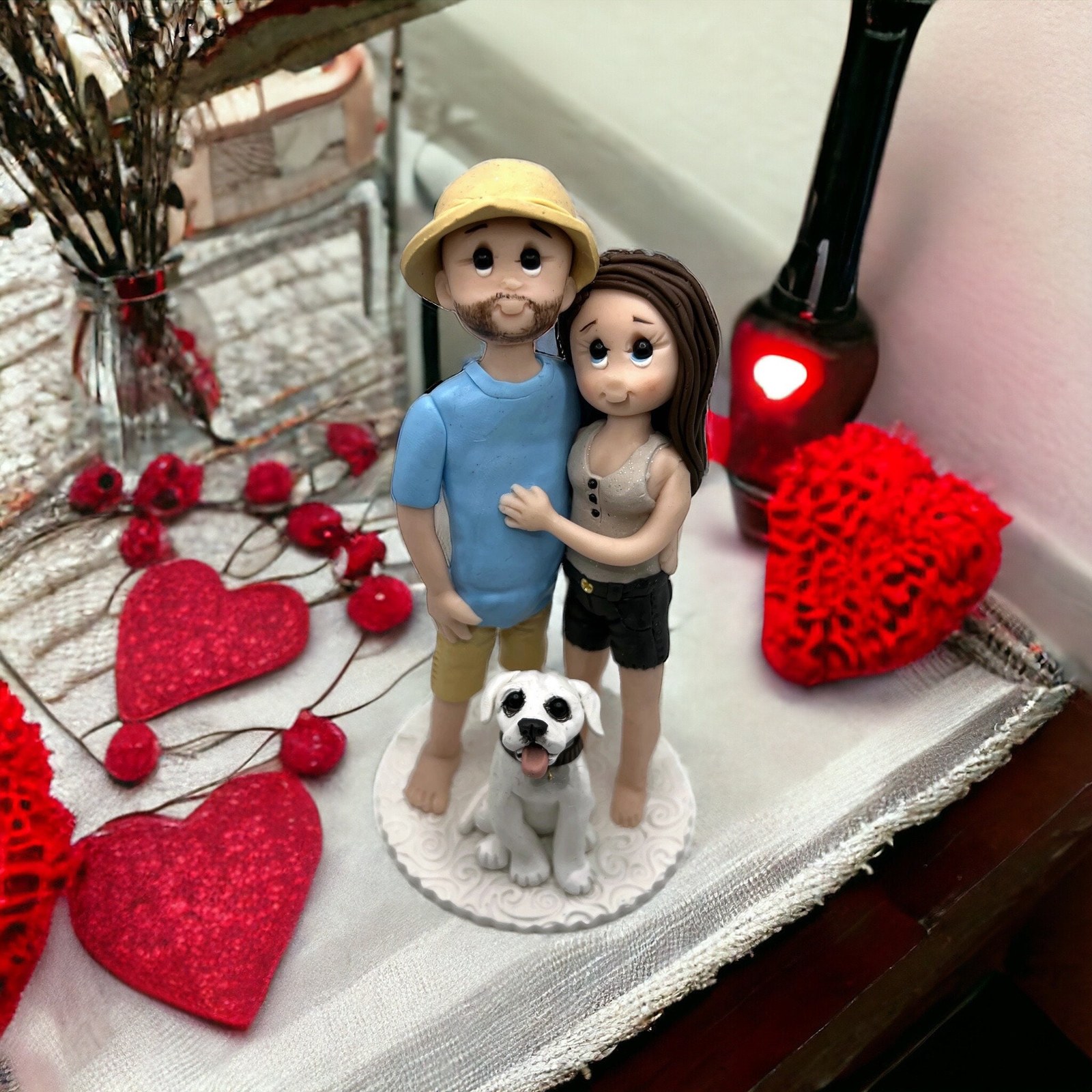 Personalized Love Sculpture for Valentine’s Day or Anniversary - Custom Handcrafted Couple Figurine by Lynn's Little Creations