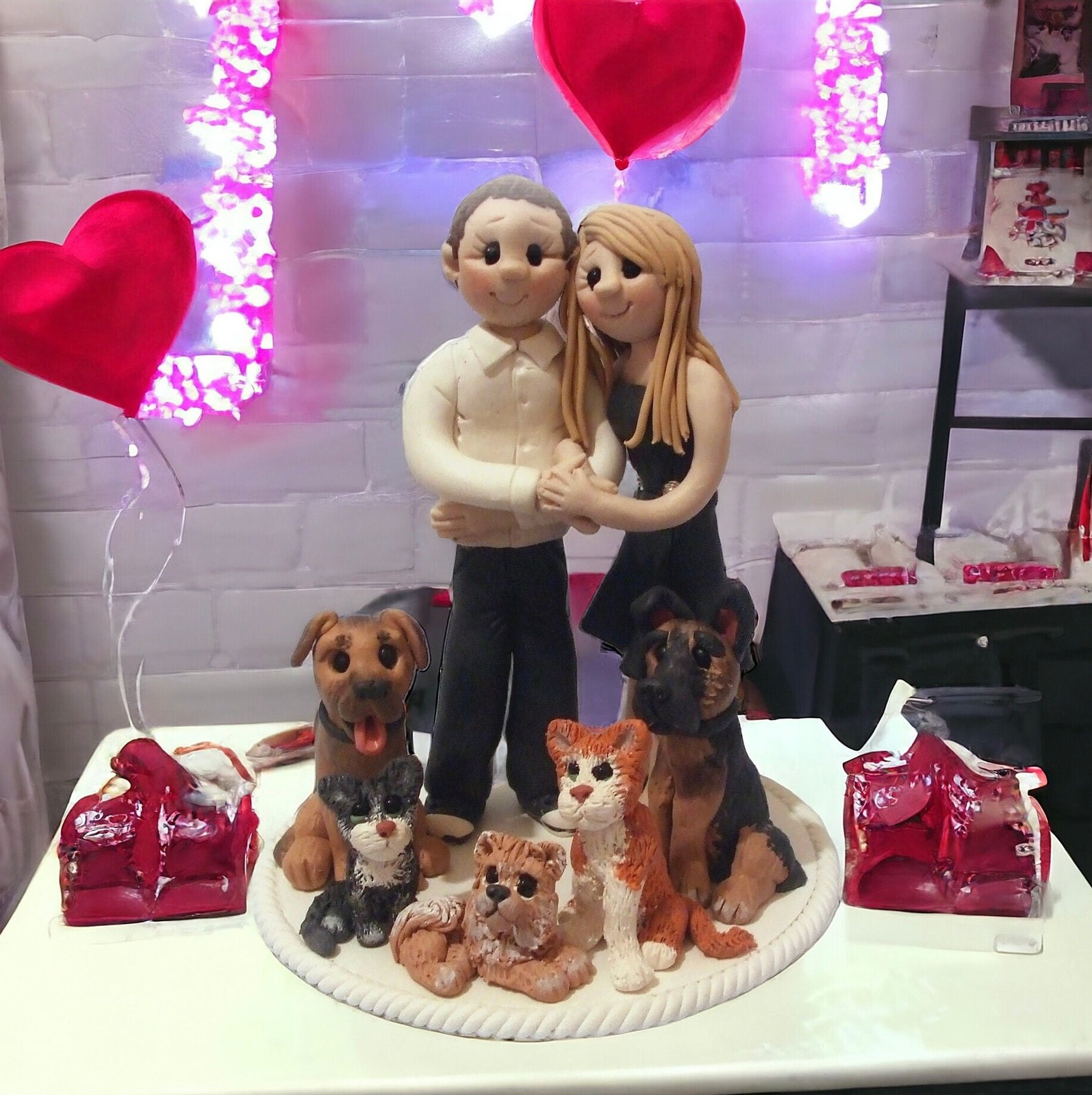 Personalized Love Sculpture for Valentine’s Day - Custom Handcrafted Couple Figurine by Lynn's Little Creations
