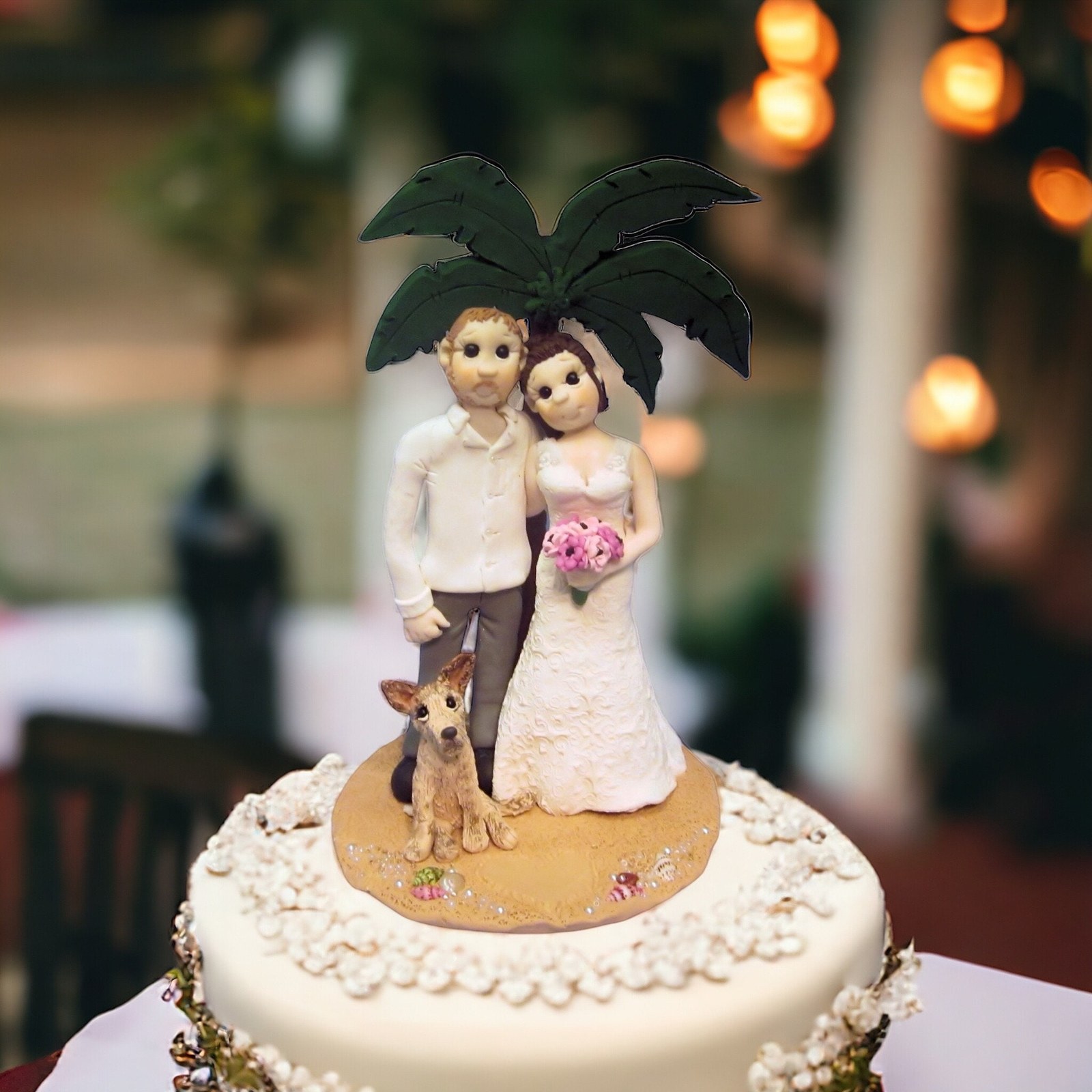 Custom Wedding Cake Topper with Dog: Destination Wedding Keepsake by Lynn's Little Creations