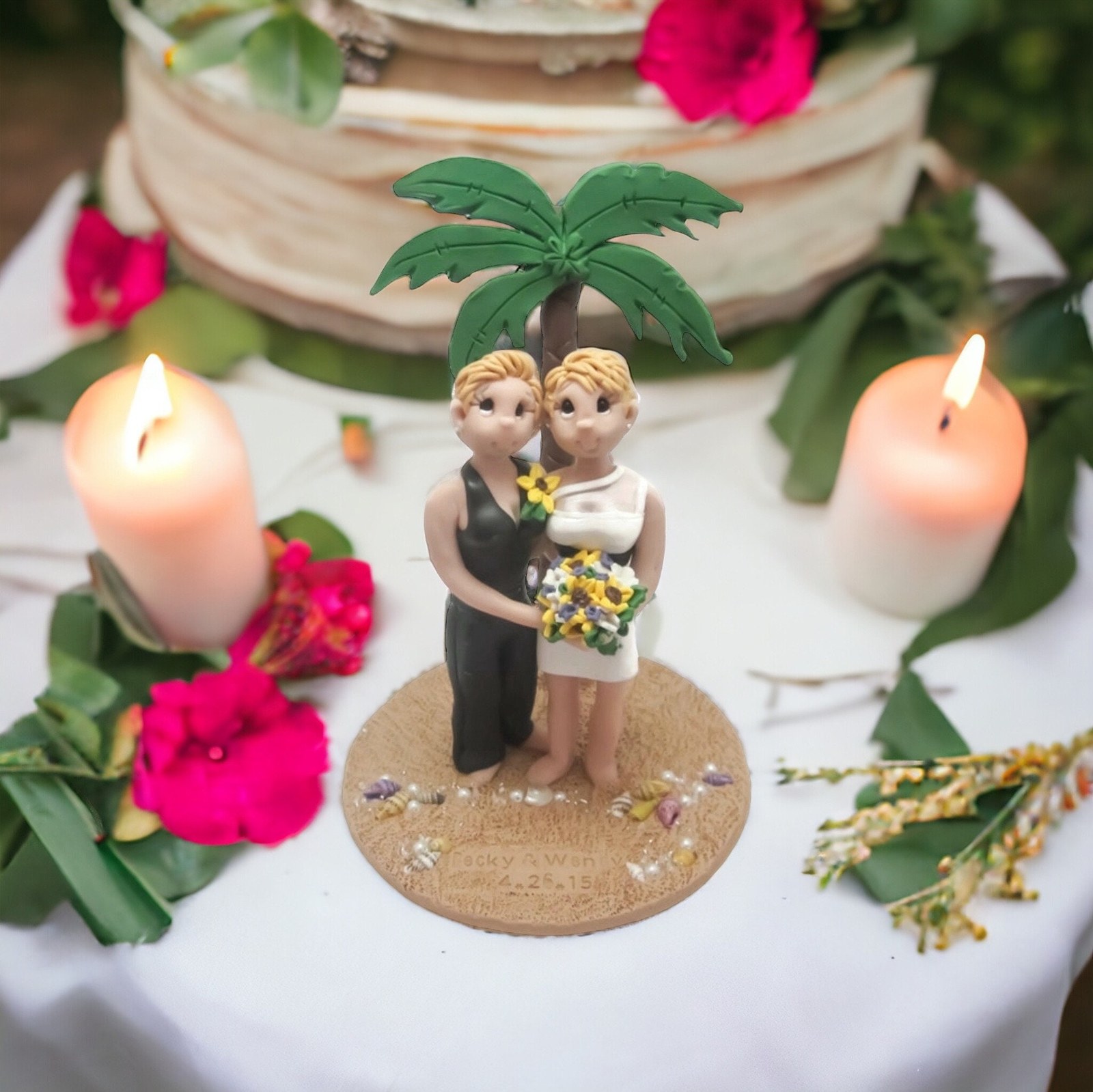 Same Sex Female Wedding CakeTopper - Personalized Keepsake by Lynn’s Little Creations by Lynn's Little Creations