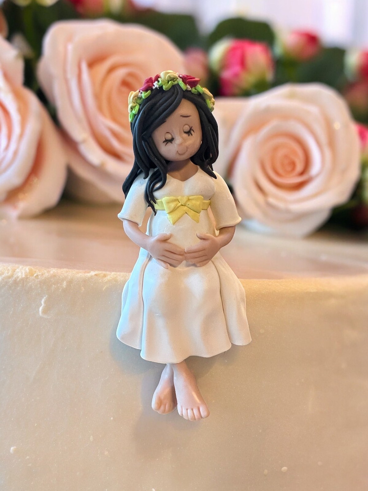 Custom Maternity Baby Shower Cake Topper that resembles mommy by Lynn’s Little Creations by Lynn's Little Creations