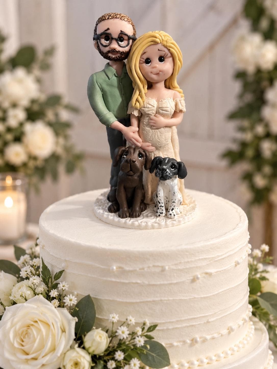 Pregnant bride wedding cake topper custom made from your photos by Lynn's Little Creations