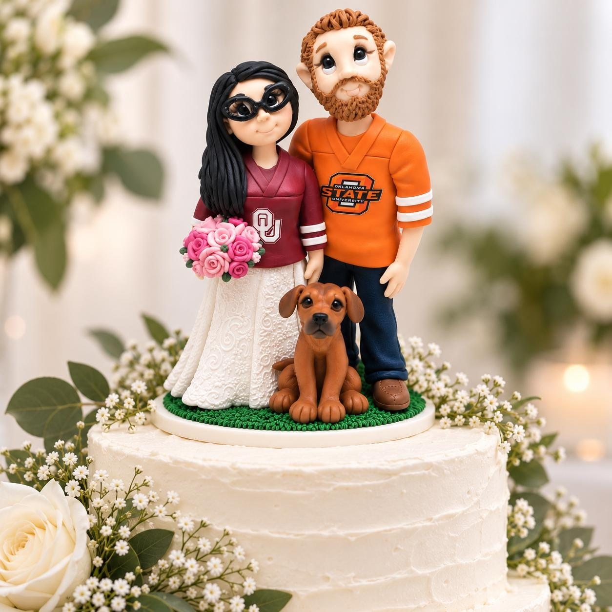 Custom Sports Wedding Cake Topper, Personalized Couple Figurine by Lynn's Little Creations