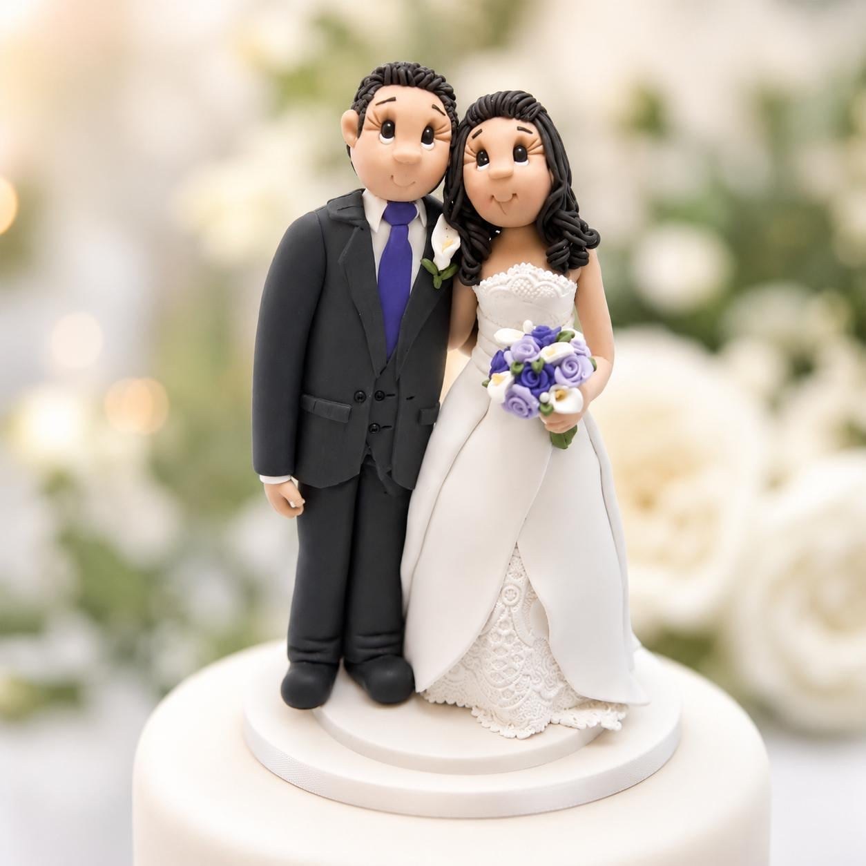 Hispanic Bride & Groom Cake Topper | Personalized Wedding Figurine Handmade from Your Photos by Lynn's Little Creations