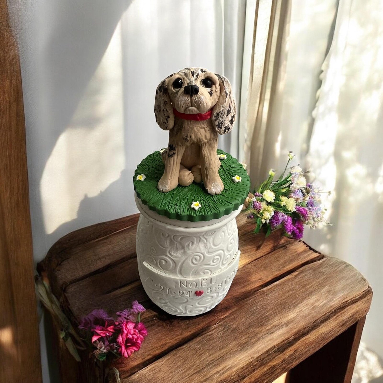 Custom Pet Urn: Handmade Polymer Clay Figurine, Personalized Pet Memorial by Lynn's Little Creations