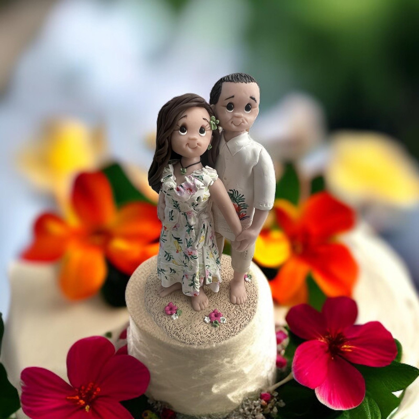 Destination Wedding Cake Custom Personalized Figurines Handmade Keepsake Tropical Beach Topper by Lynn's Little Creations