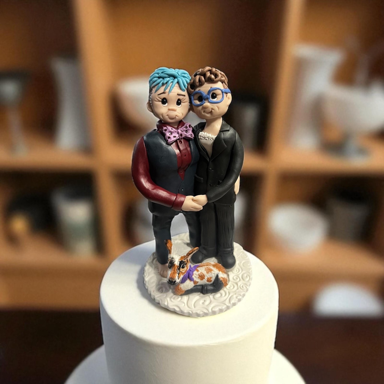Custom LGBTQ+ Wedding Cake Topper • Handmade Clay Couple Figurine by Lynn's Little Creations