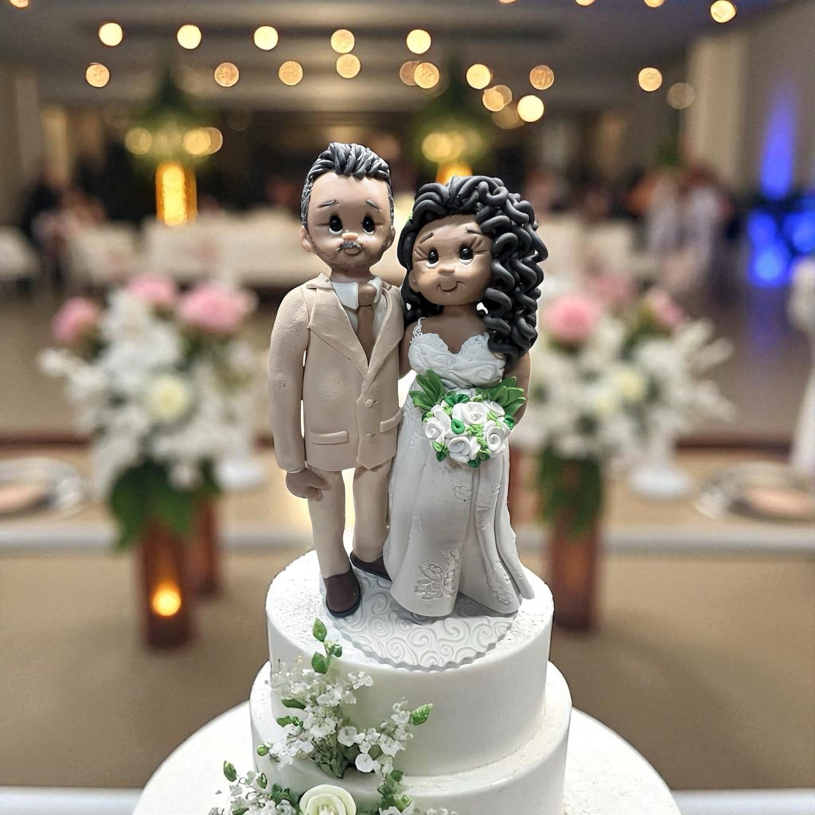 Custom Interracial Wedding Cake Topper • Personalized Couple Sculpture by Lynn's Little Creations