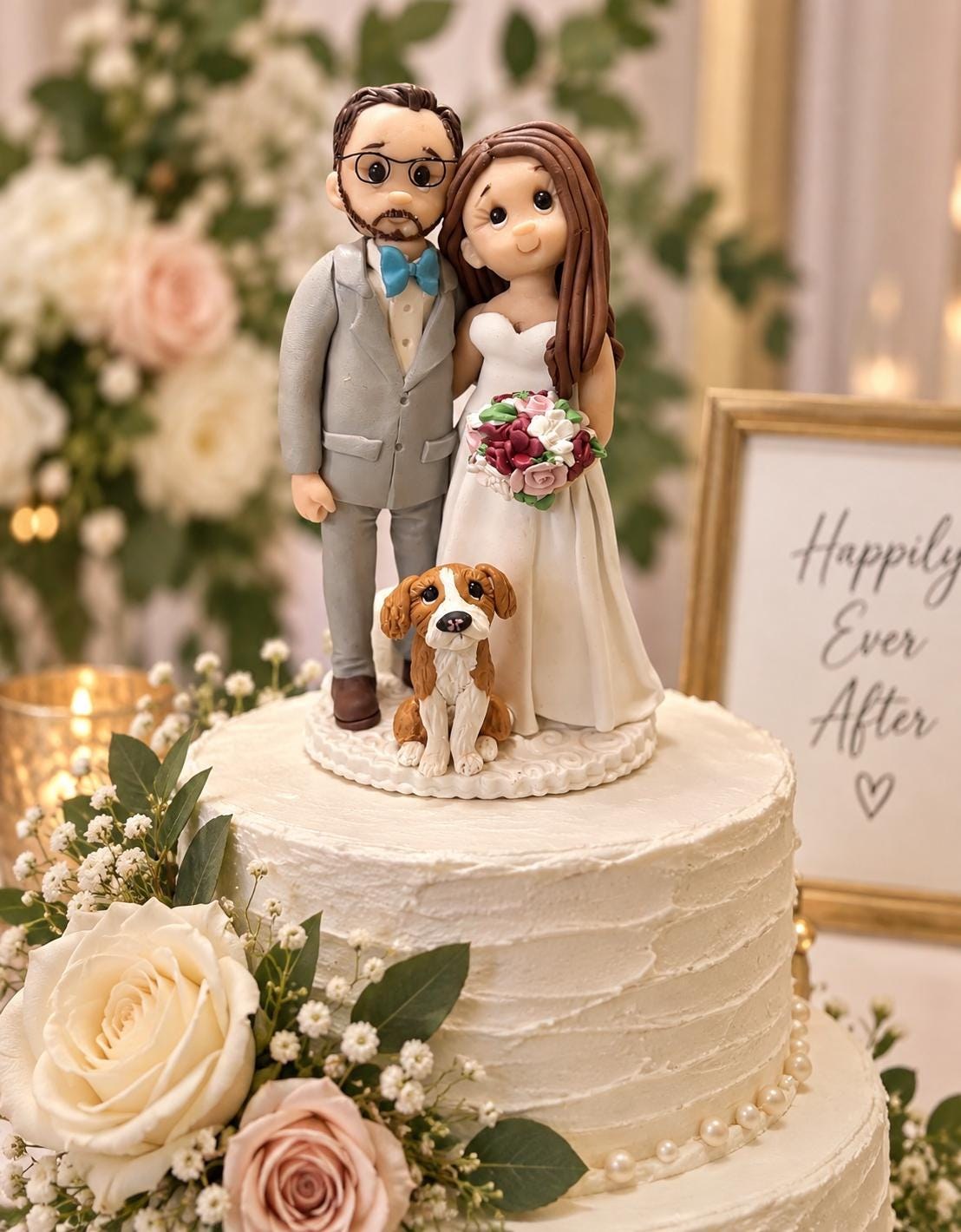 Custom Polymer Clay Bride Groom Figurine | Personalized Wedding Keepsake (Cake Topper) by Lynn's Little Creations