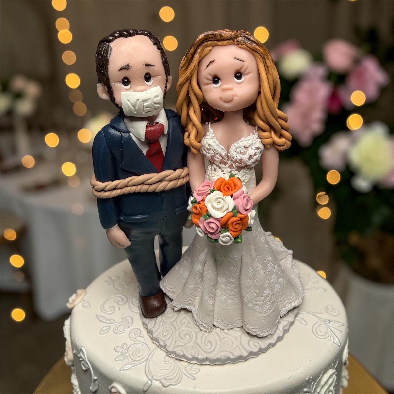 Custom Bride Groom Wedding Cake Topper: Personalized Keepsake Figurines by Lynn's Little Creations