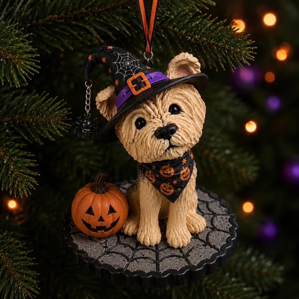 Custom Halloween Dog Ornament from Photo | Personalized Polymer Clay Pet Keepsake | Handmade Tree Decoration by Lynn's Little Creations