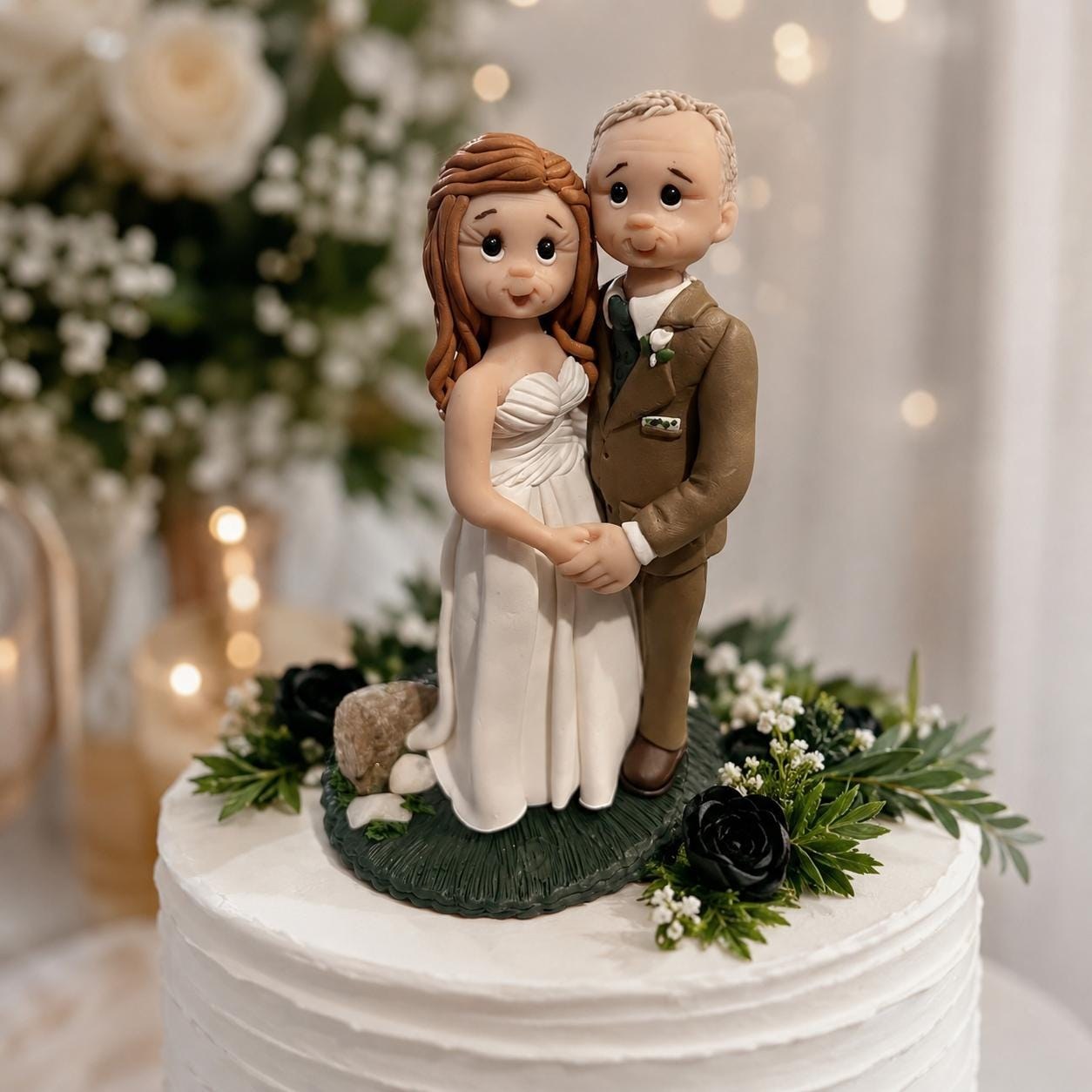 Custom Anniversary Couple Figurine Cake Topper, Personalized Keepsake Gift by Lynn's Little Creations