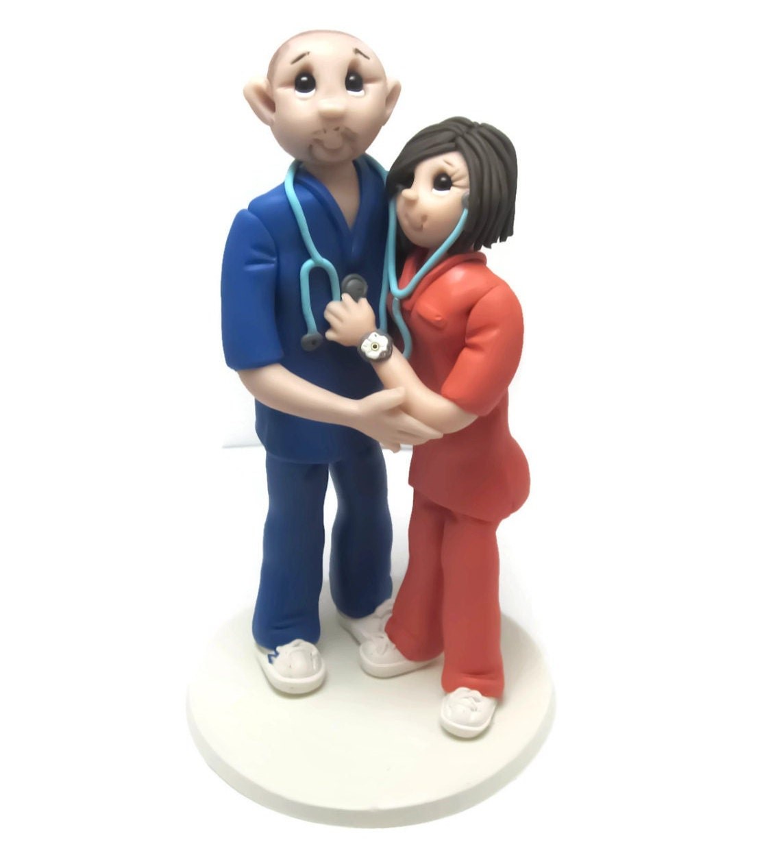 Doctor & Nurse In Scrubs Customized Wedding Cake Topper by Lynn's Little Creations