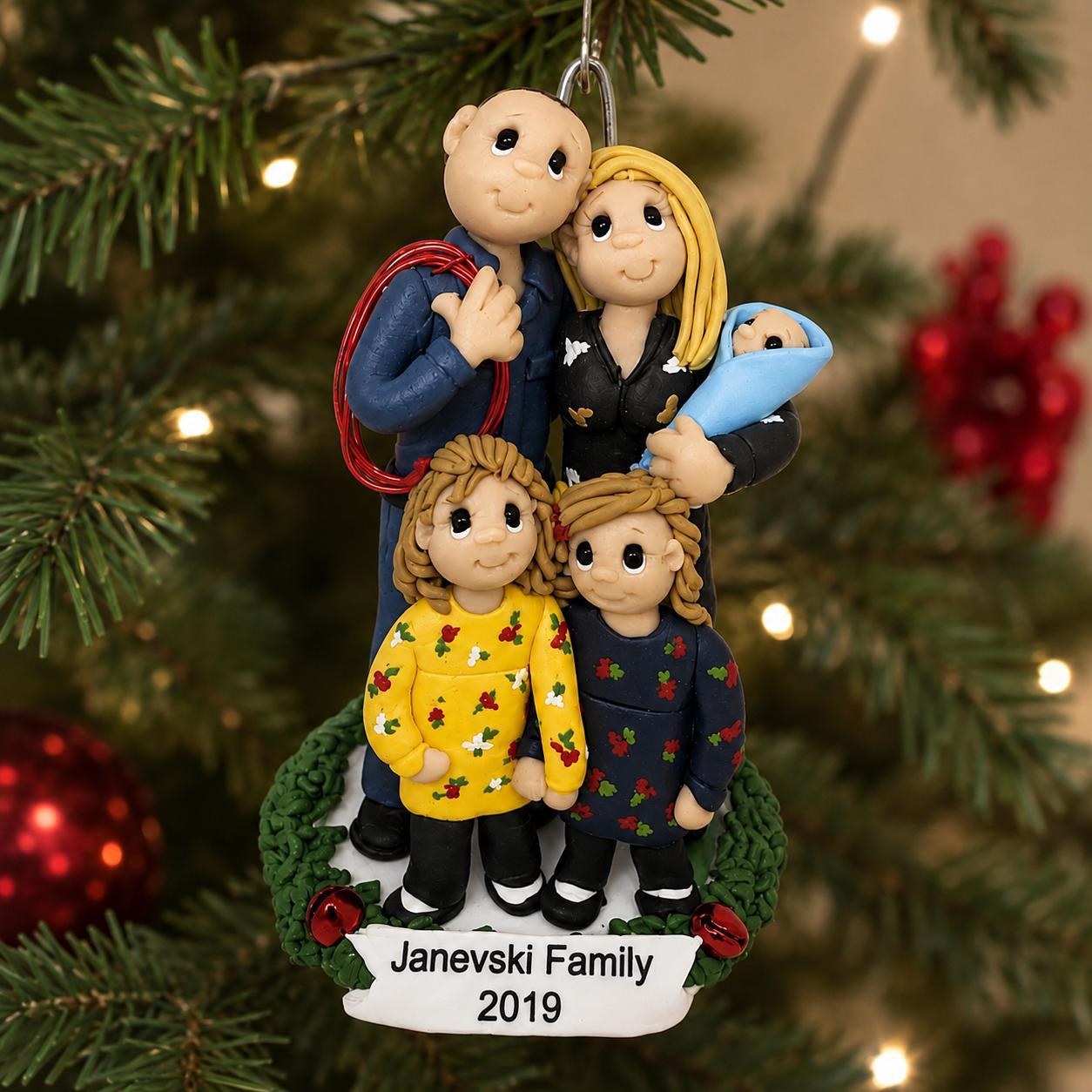 Custom Family Christmas Ornament from Your Photos – Handmade Personalized Clay Keepsake by Lynn's Little Creations