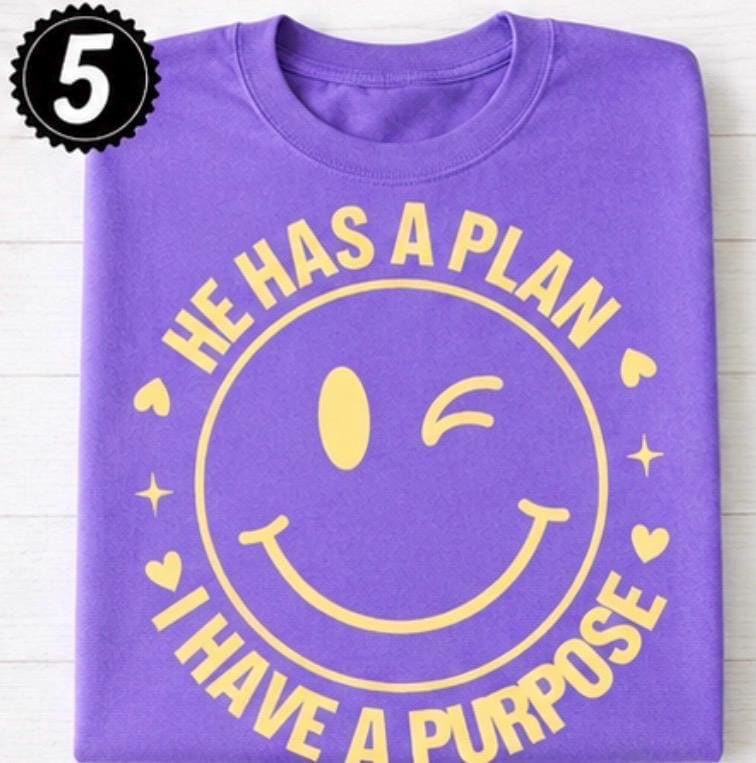 Christian Smiley Face Shirt, He Has A Plan I Have Purpose Tee, view 5