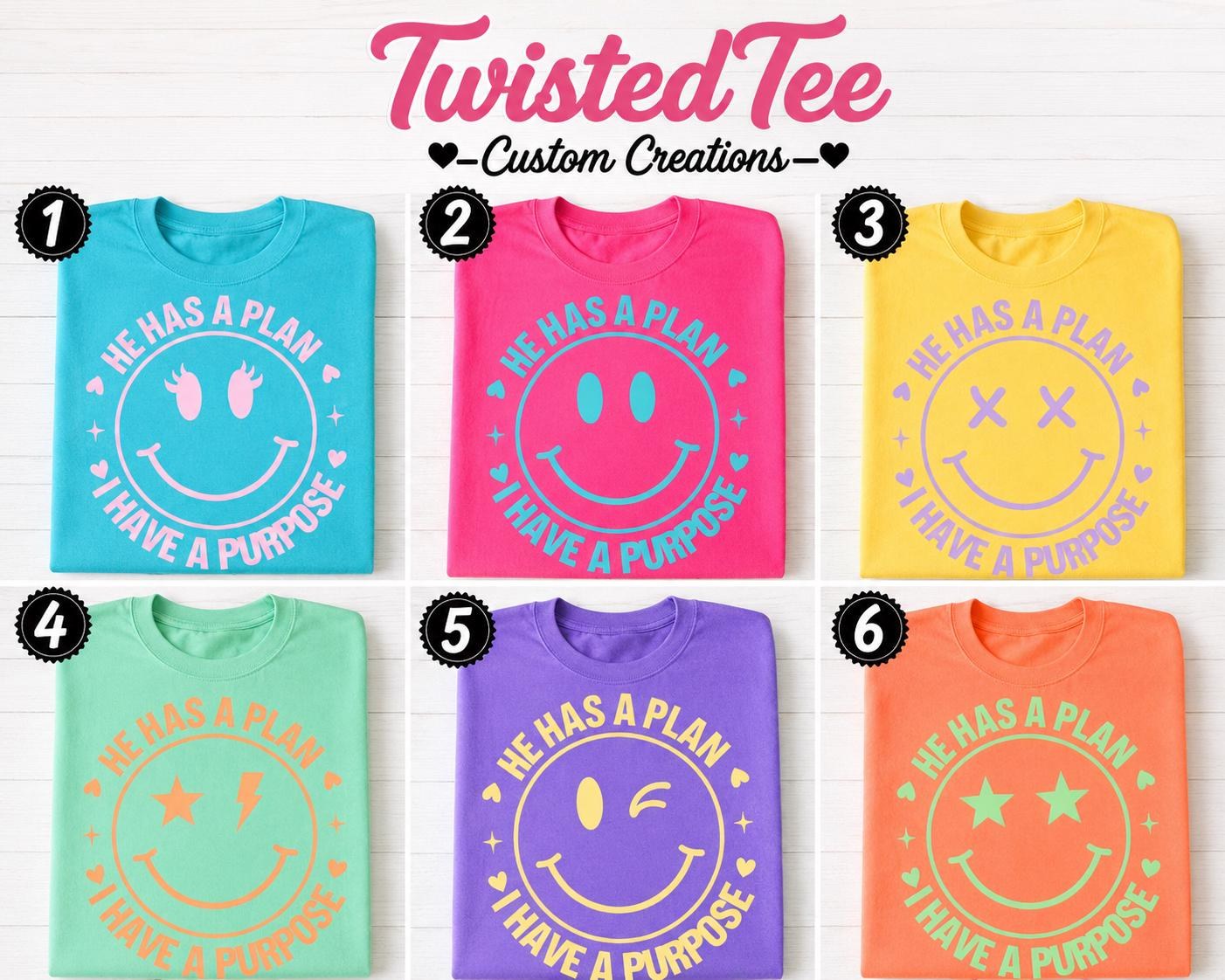 Christian Smiley Face Shirt, He Has A Plan I Have Purpose Tee, view 7