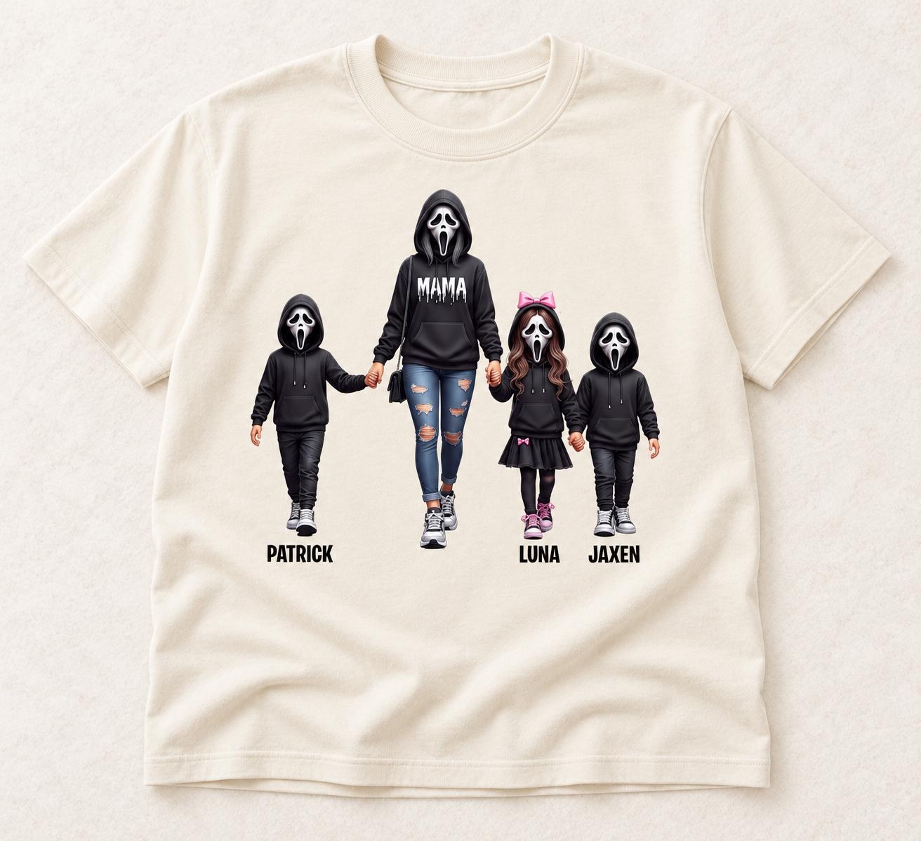 Personalized Halloween Mama Shirt, Ghost Family Tee with Children Names