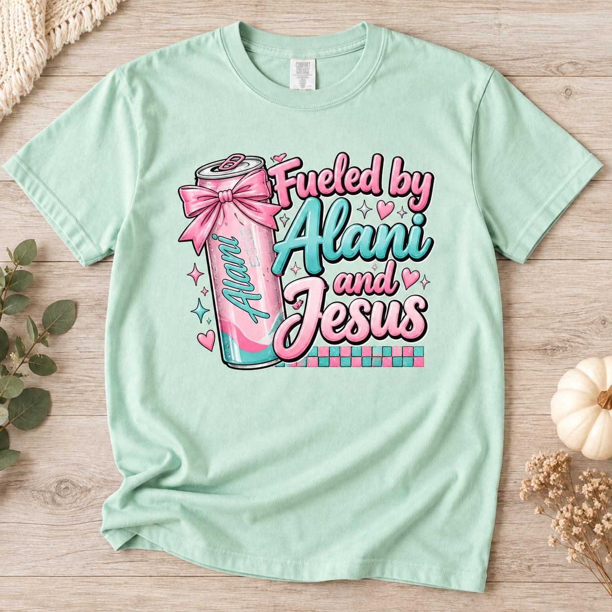 Fueled by Alani and Jesus Shirt, Colorful Faith Graphic Tee, view 2