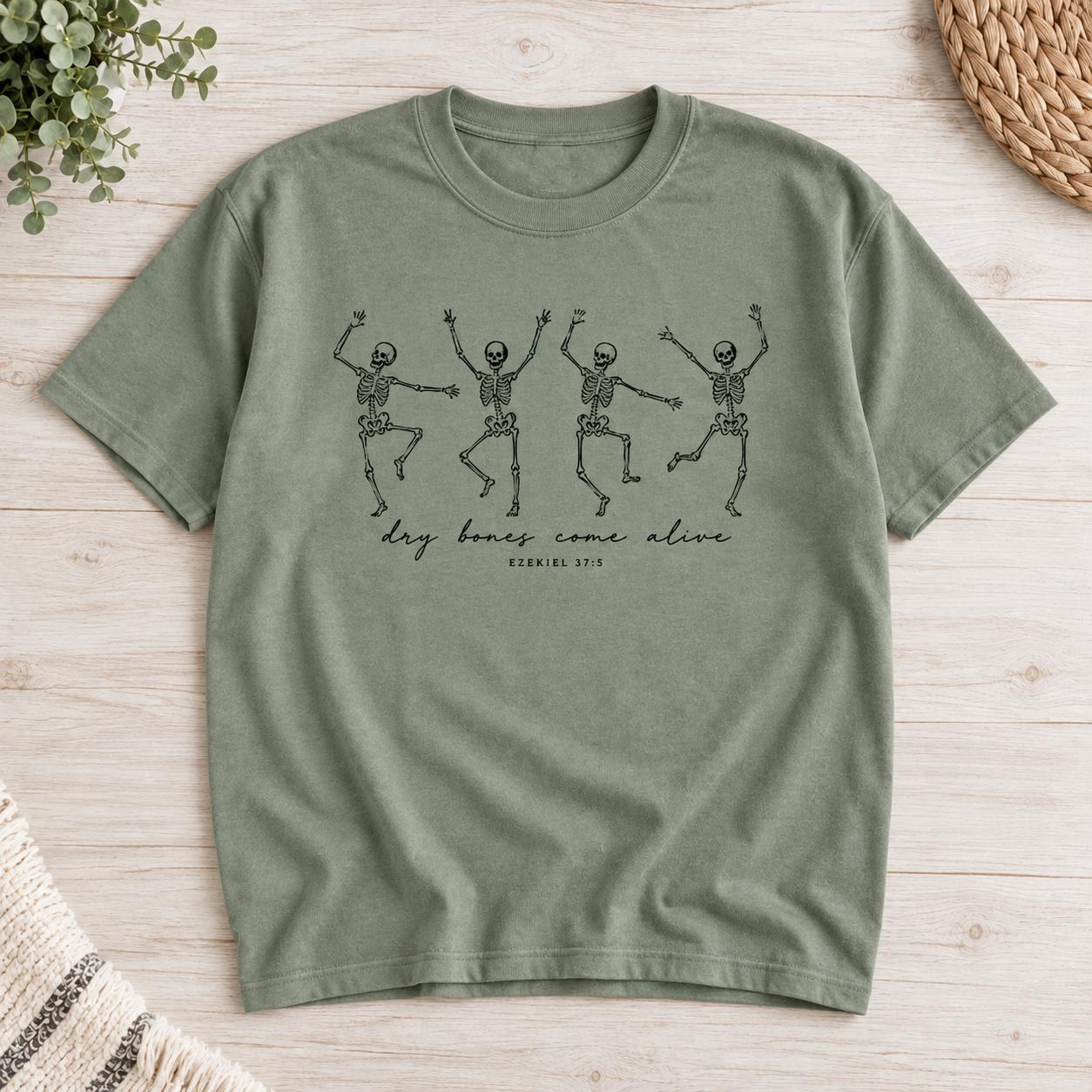 Dry Bones Come Alive Shirt, Ezekiel 37:5 Dancing Skeleton Christian Tee, view 2