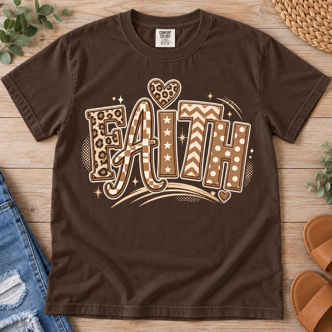 Neutral Faith Shirt, Leopard Gingham Chevron and Polka Dot Christian Tee