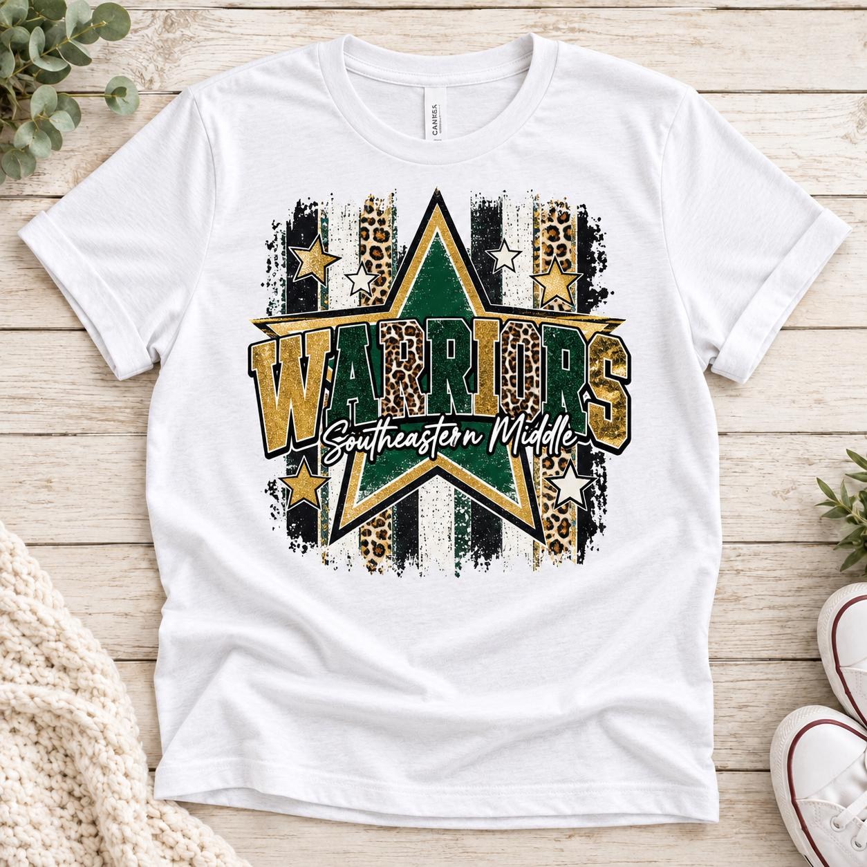Custom School Mascot Star Shirt, Leopard Polka Dot School Spirit Tee, view 2