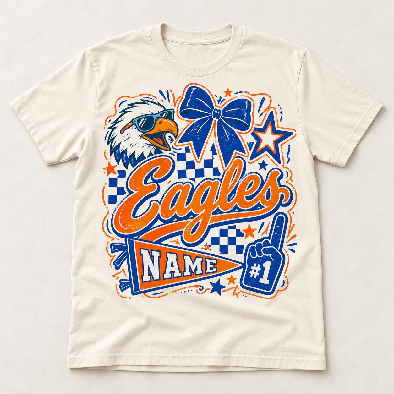 Custom School Mascot Shirt, Bow Pennant and Foam Finger Spirit Design
