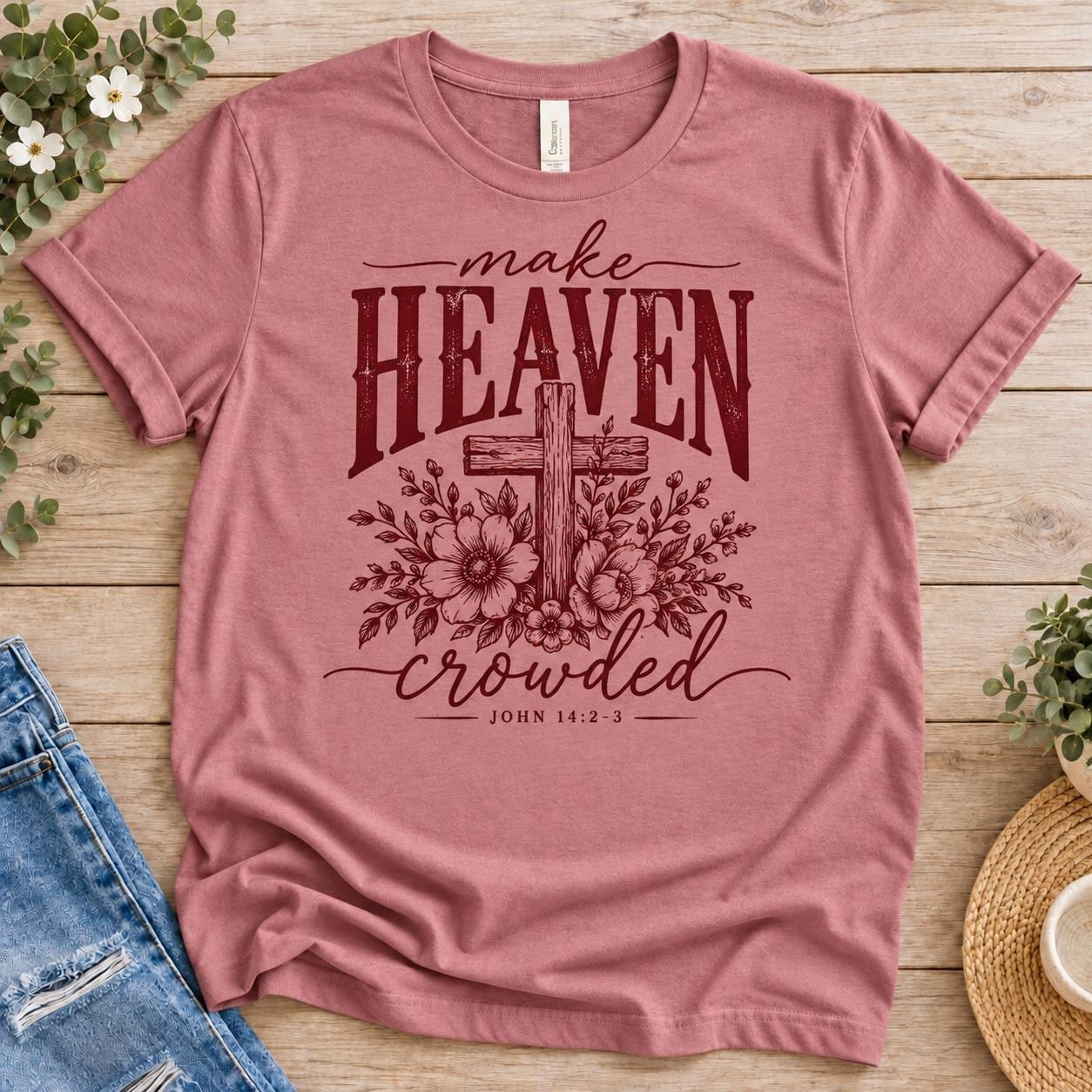 Make Heaven Crowded Shirt, John 14:2-3 Christian Graphic Tee, view 2