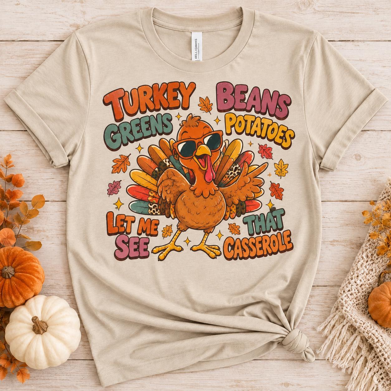 Funny Thanksgiving Turkey Shirt, Gobble Front and Casserole Back Tee, view 2