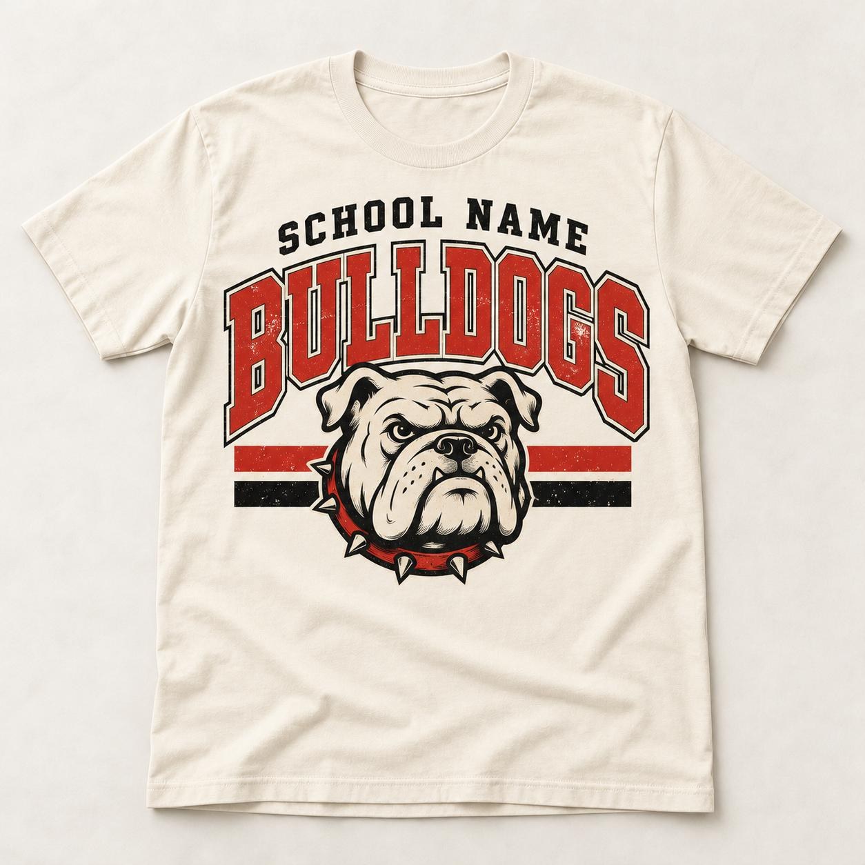 Custom School Mascot Shirt, Vintage Bulldog School Name Spirit Tee