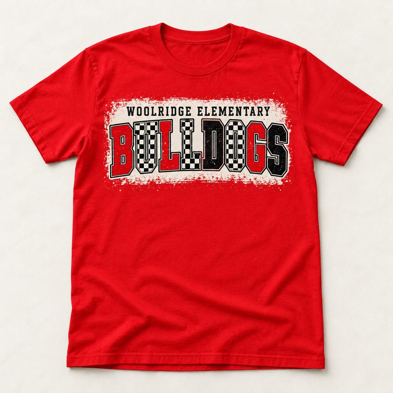 Custom School Spirit Shirt, Patterned Mascot Lettering and School Name Tee