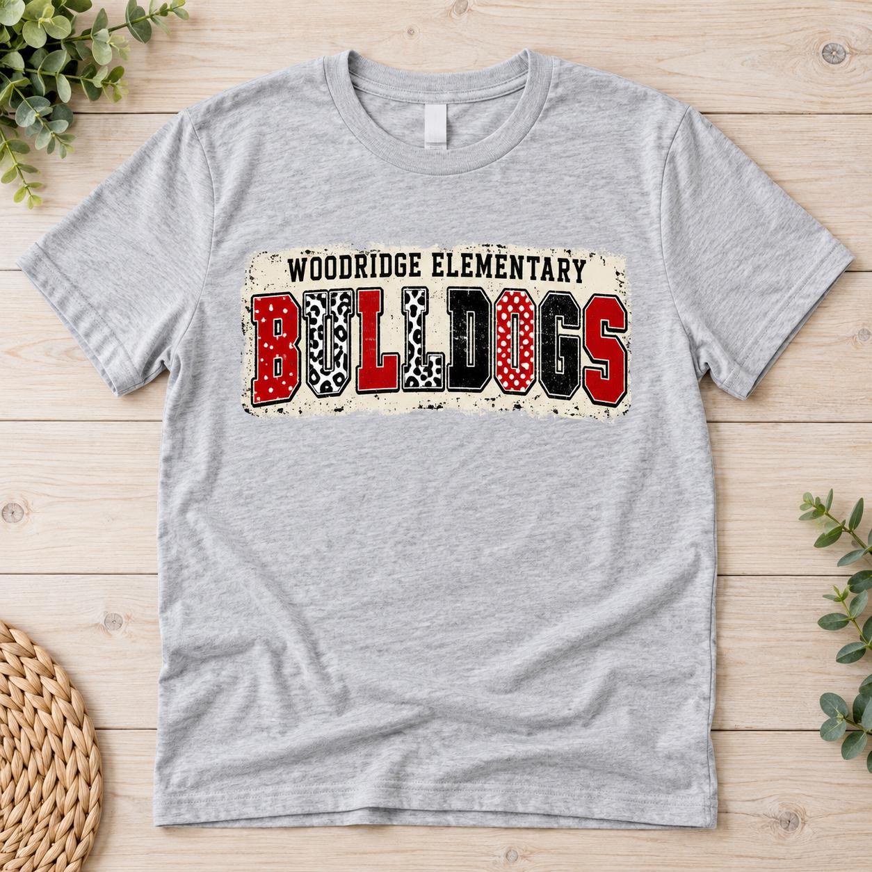 Custom School Spirit Shirt, Patterned Mascot Lettering and School Name Tee, view 2