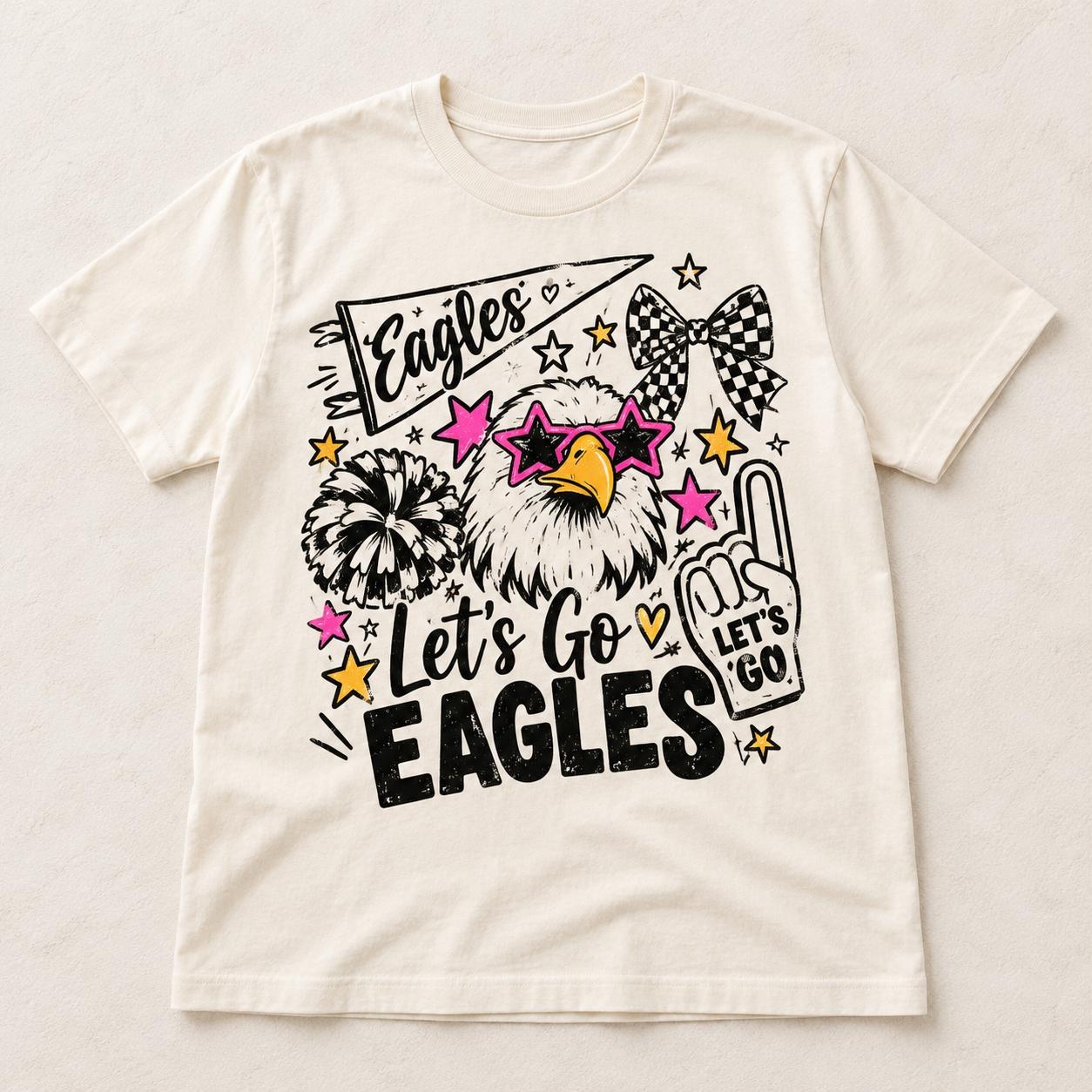 Custom Lets Go School Mascot Shirt, Checkerboard Bow and Spirit Tee