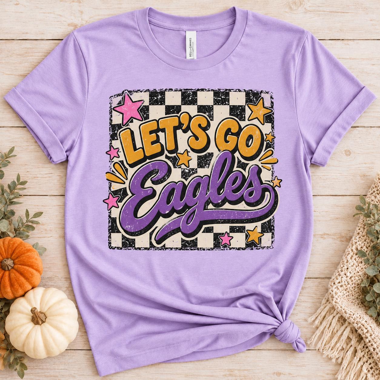 Custom Lets Go School Mascot Shirt, Checkerboard Bow and Spirit Tee, view 2