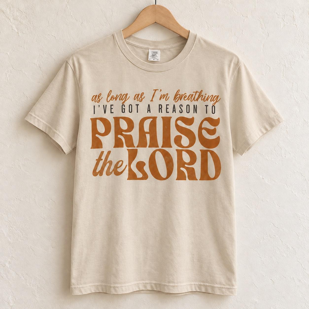Praise the Lord Shirt, As Long As Im Breathing Retro Christian Tee, view 2