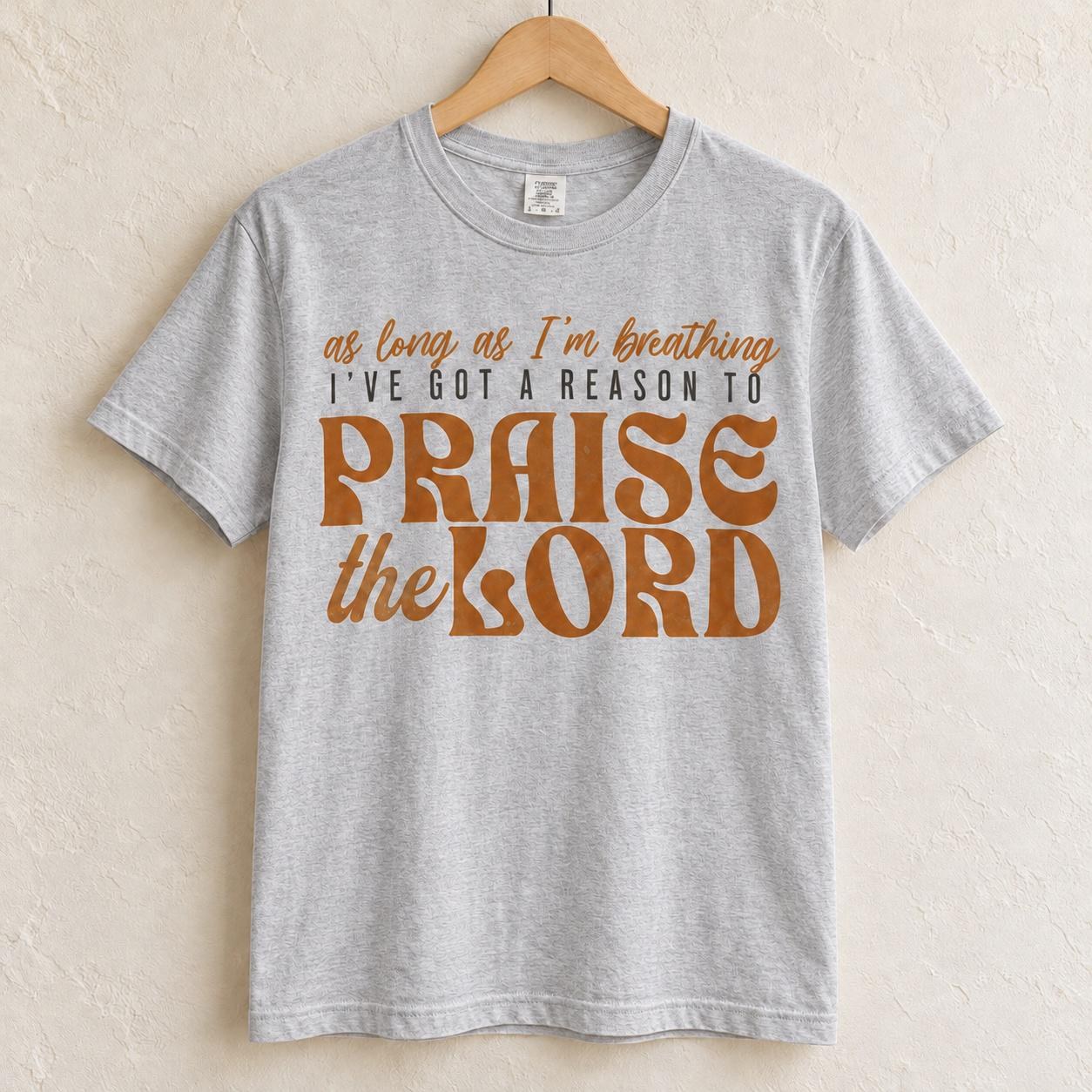 Praise the Lord Shirt, As Long As Im Breathing Retro Christian Tee, view 3