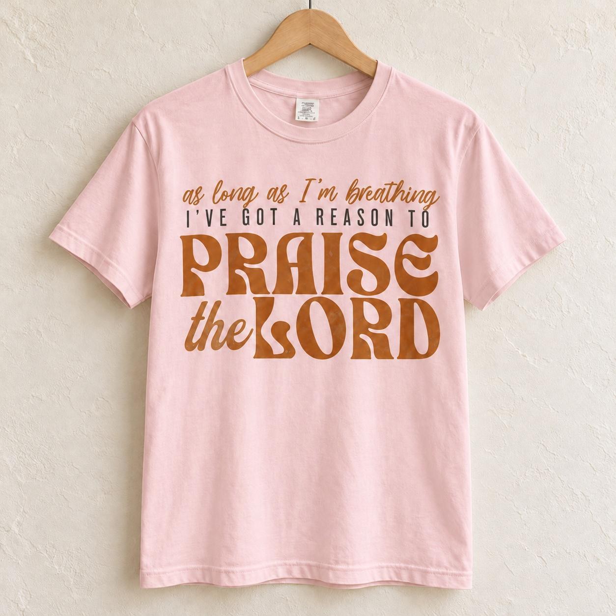 Praise the Lord Shirt, As Long As Im Breathing Retro Christian Tee, view 4