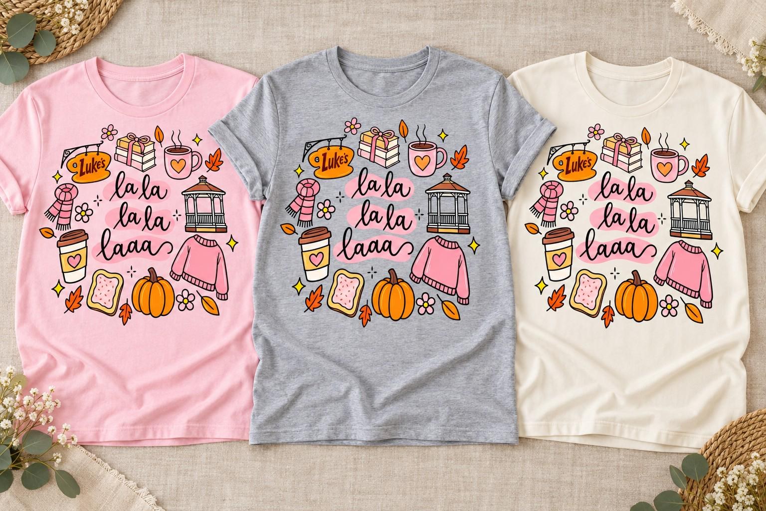 La La Laaa Shirt, Cozy Coffee and Autumn Book Graphic Tee