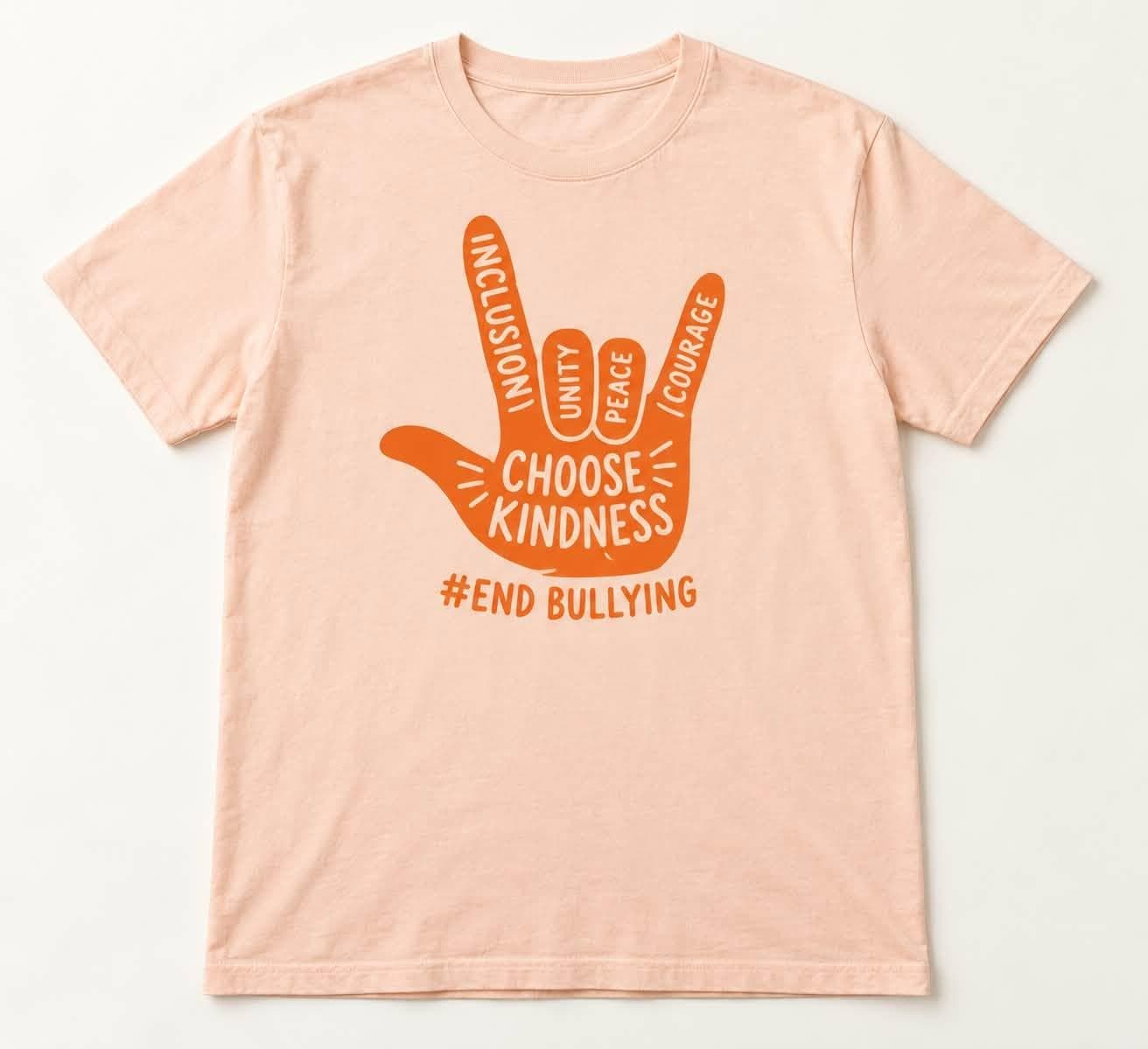Be Kind ASL Shirt, Orange Sign Language Hand Unity Day Graphic Tee