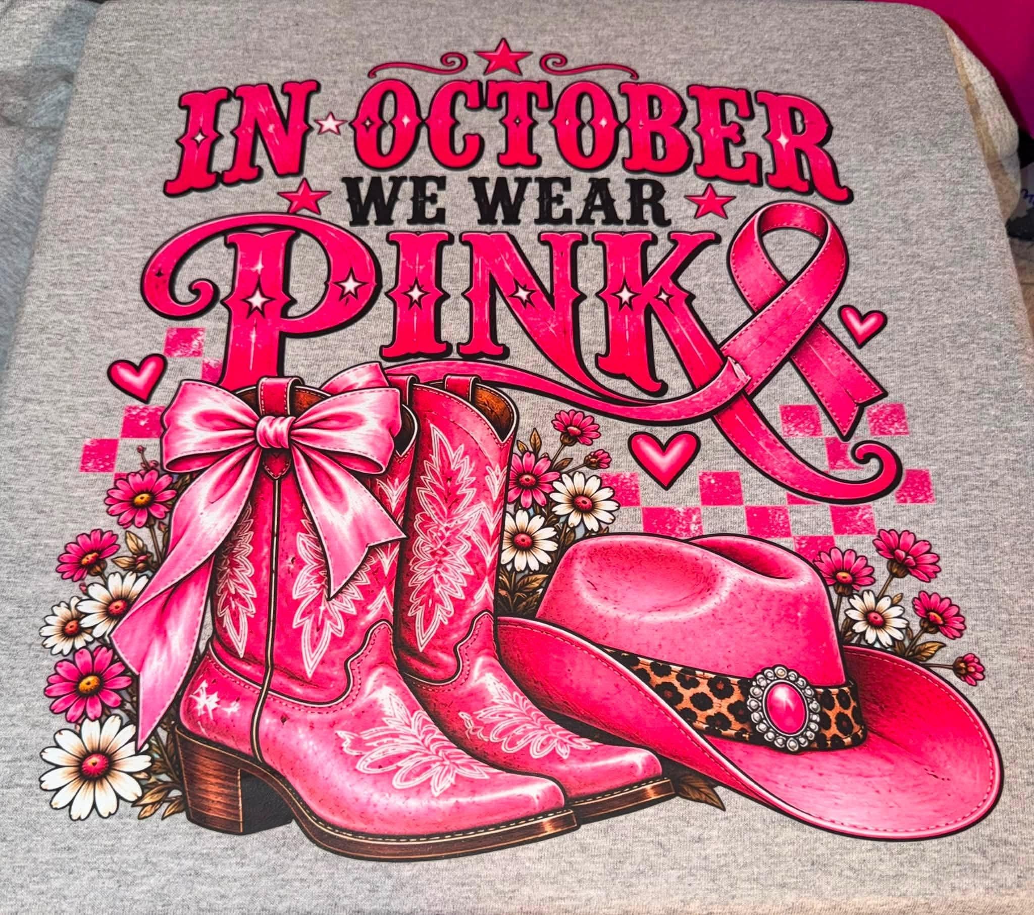 Halloween Shirt Collection, Spooky Goose Mama Ghost and Pink October Graphic Tees, view 5