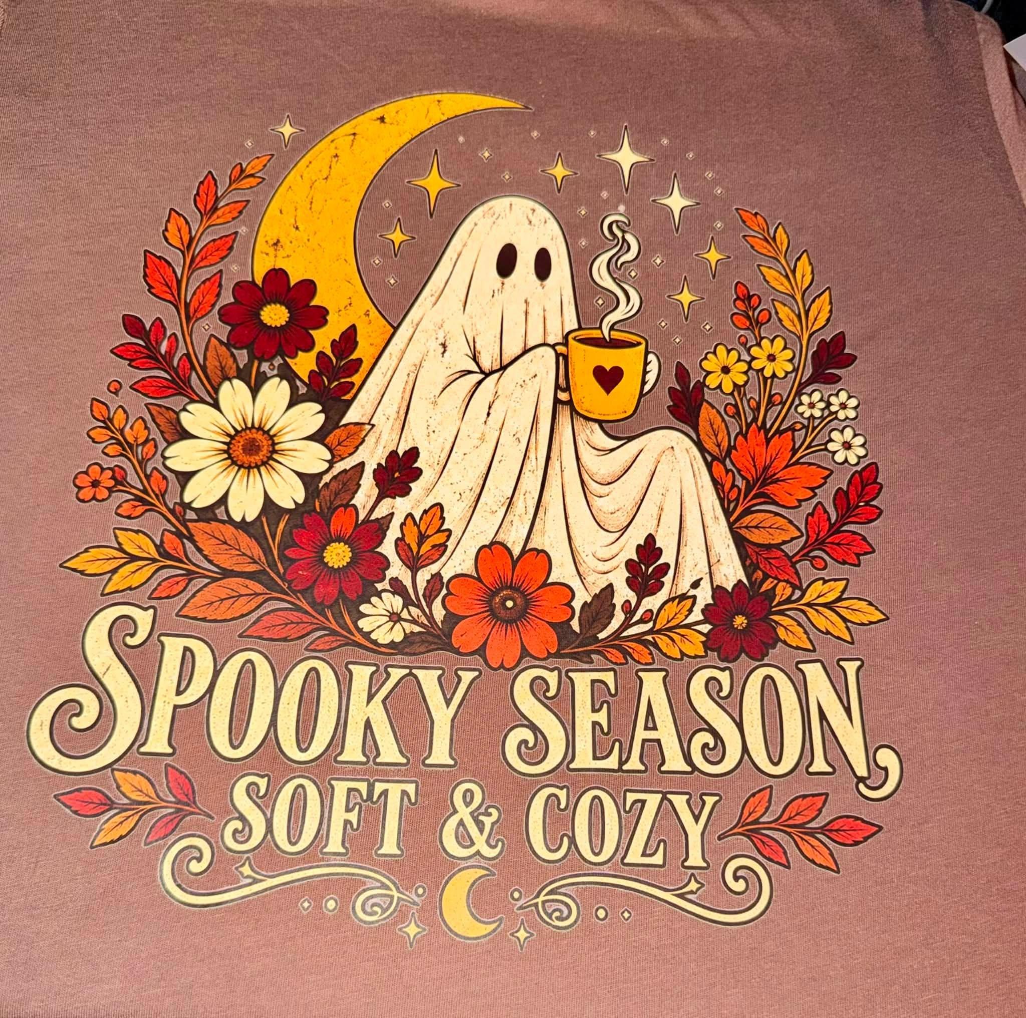 Halloween Shirt Collection, Spooky Goose Mama Ghost and Pink October Graphic Tees, view 6