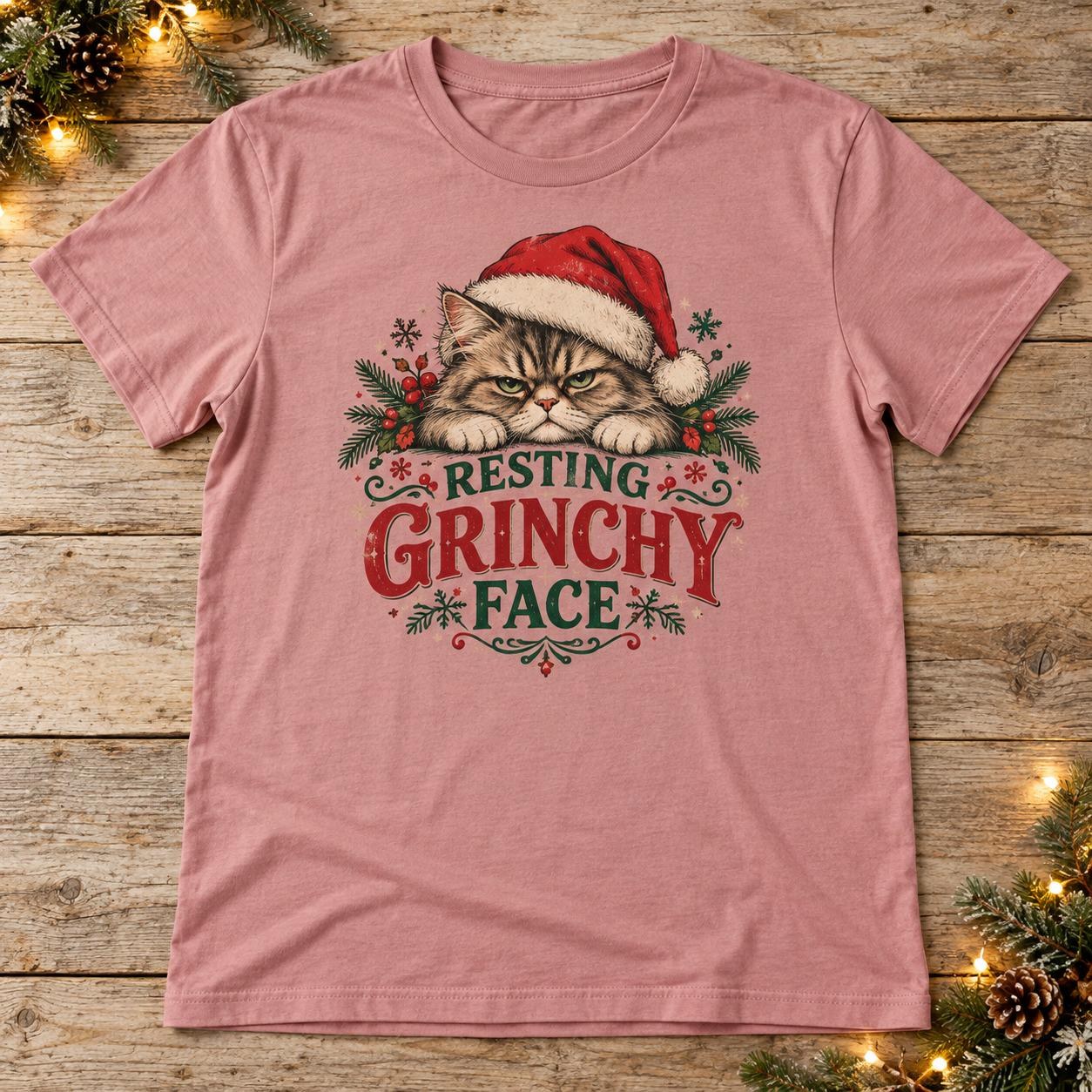 Resting Grinchy Face Christmas Shirt, Funny Grumpy Cat Holiday Tee